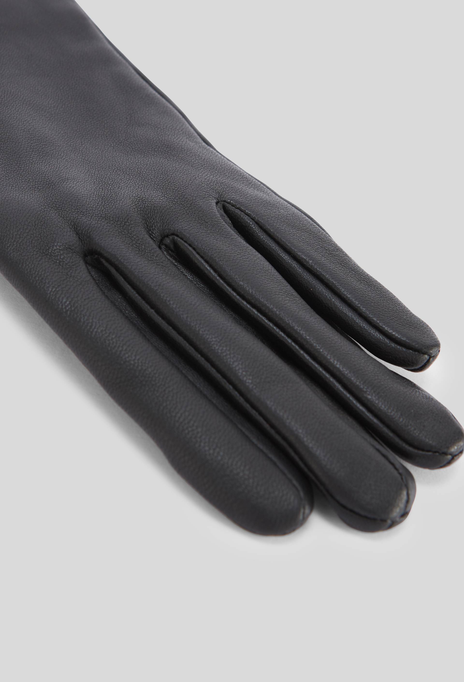 Gants longs tactiles en cuir, Noir, large image number 1