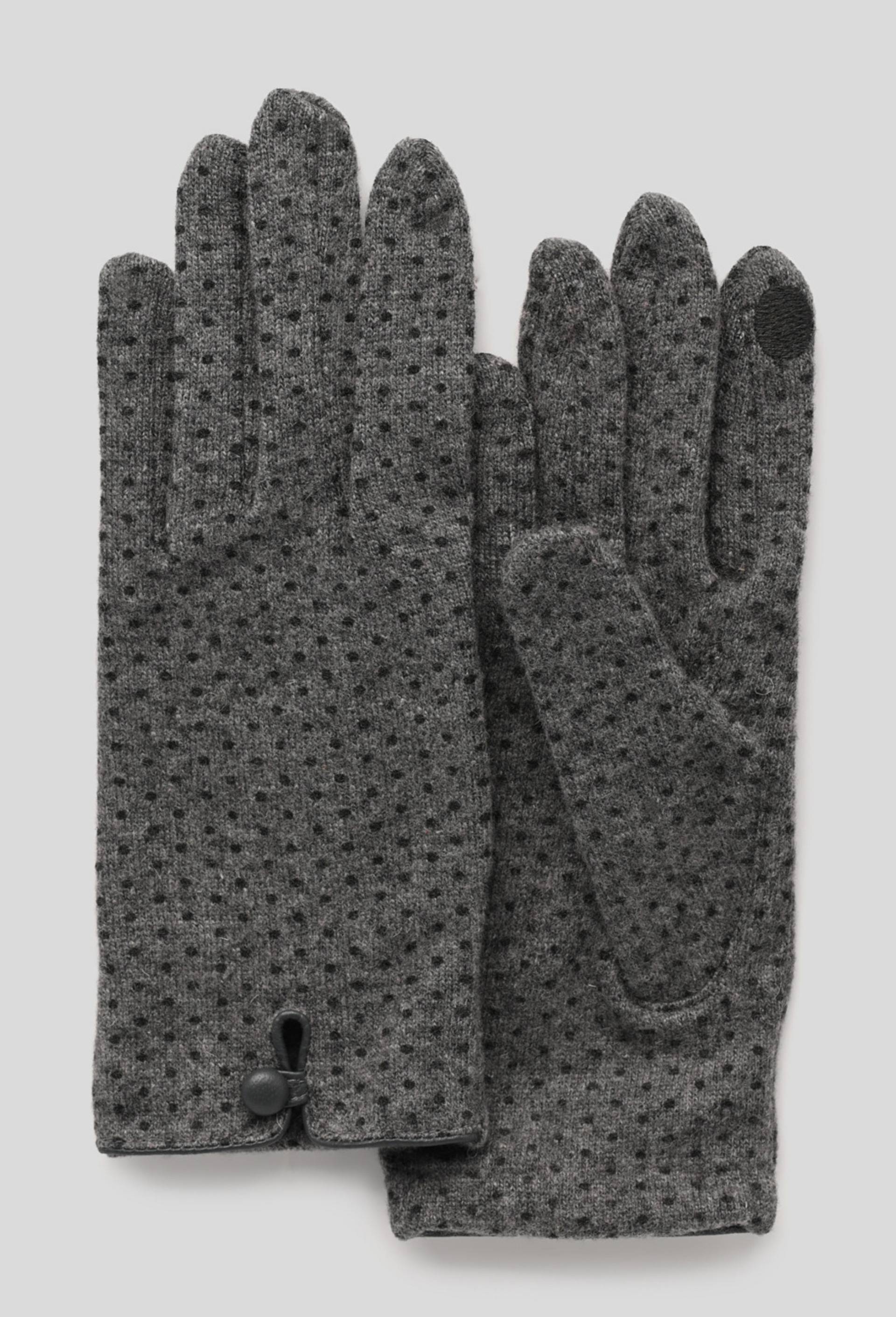 Gants tactiles motif petits pois, contenant de la laine, Gris, large image number 0.0