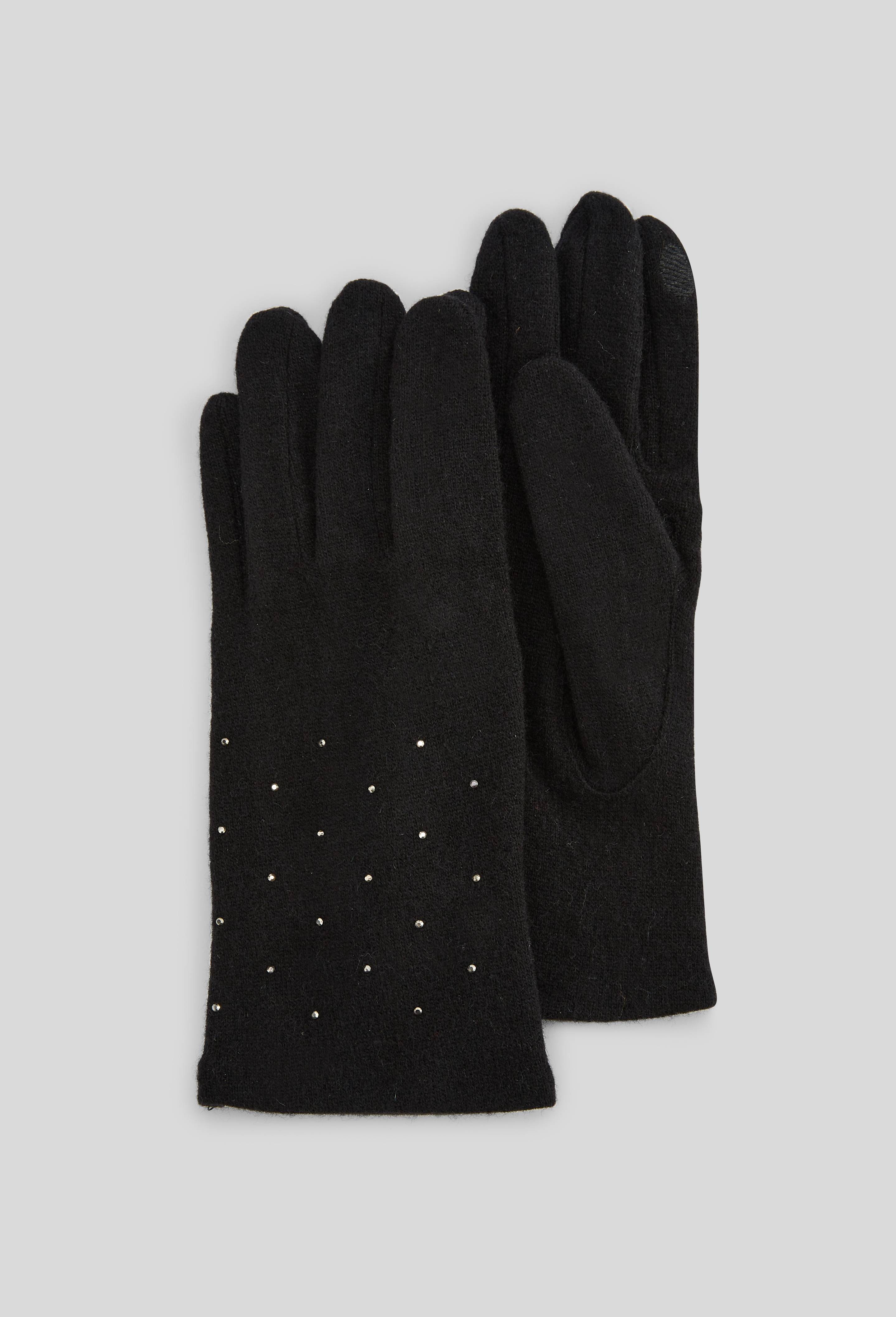 Gants tactiles à strass, Noir, large image number 0