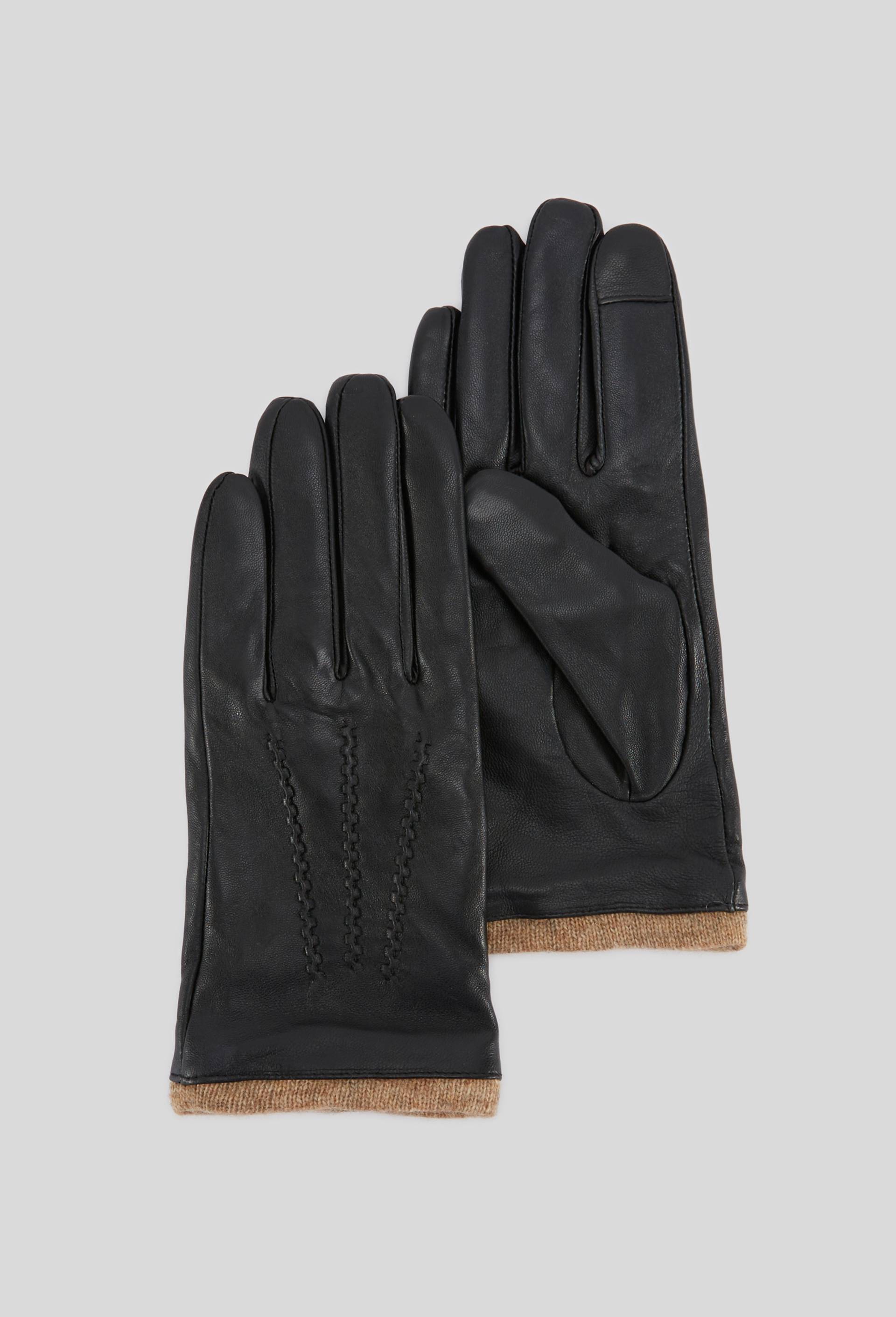 Gants tactiles en cuir, Noir, large image number 0