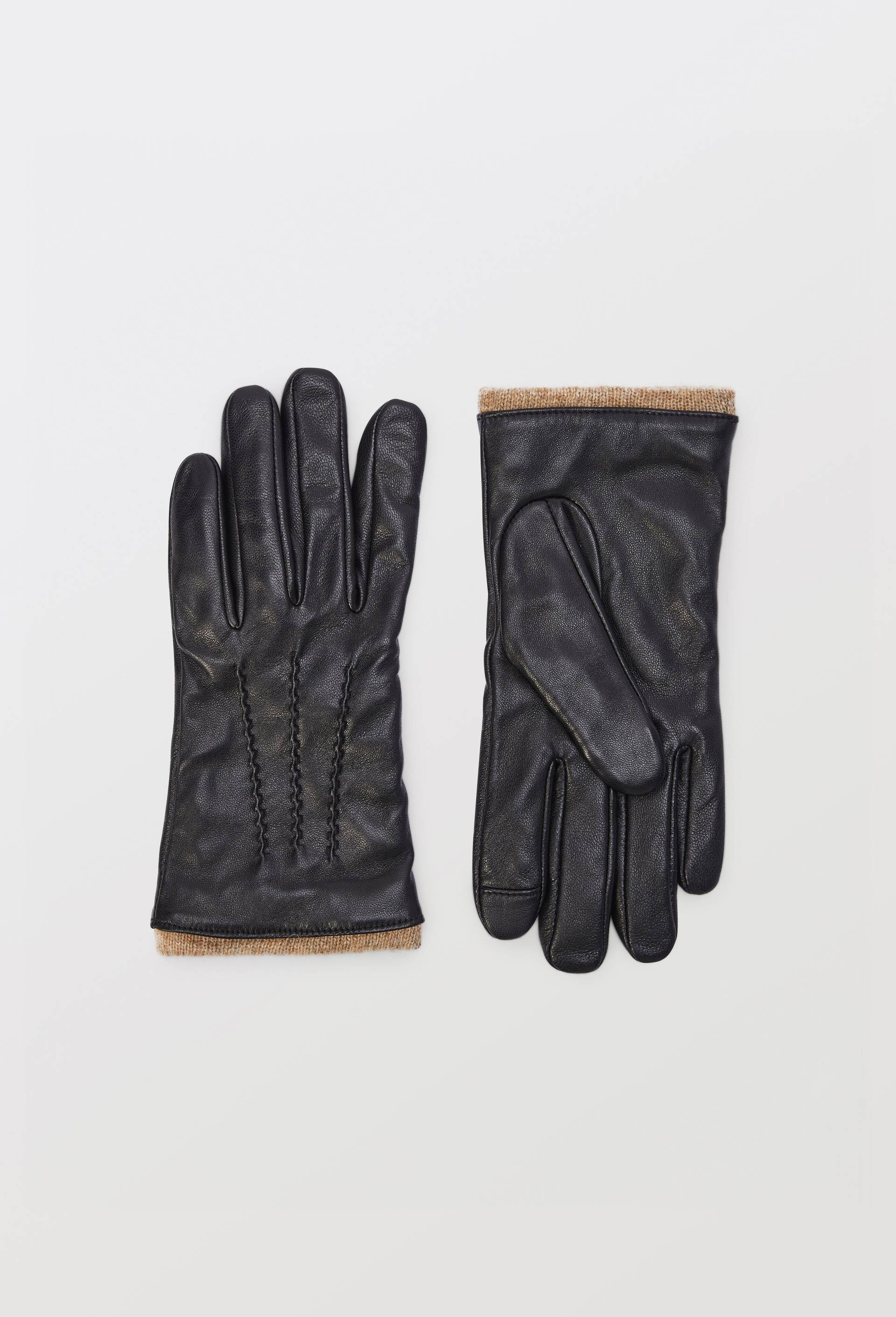 Gants tactiles en cuir, Noir, large image number 0