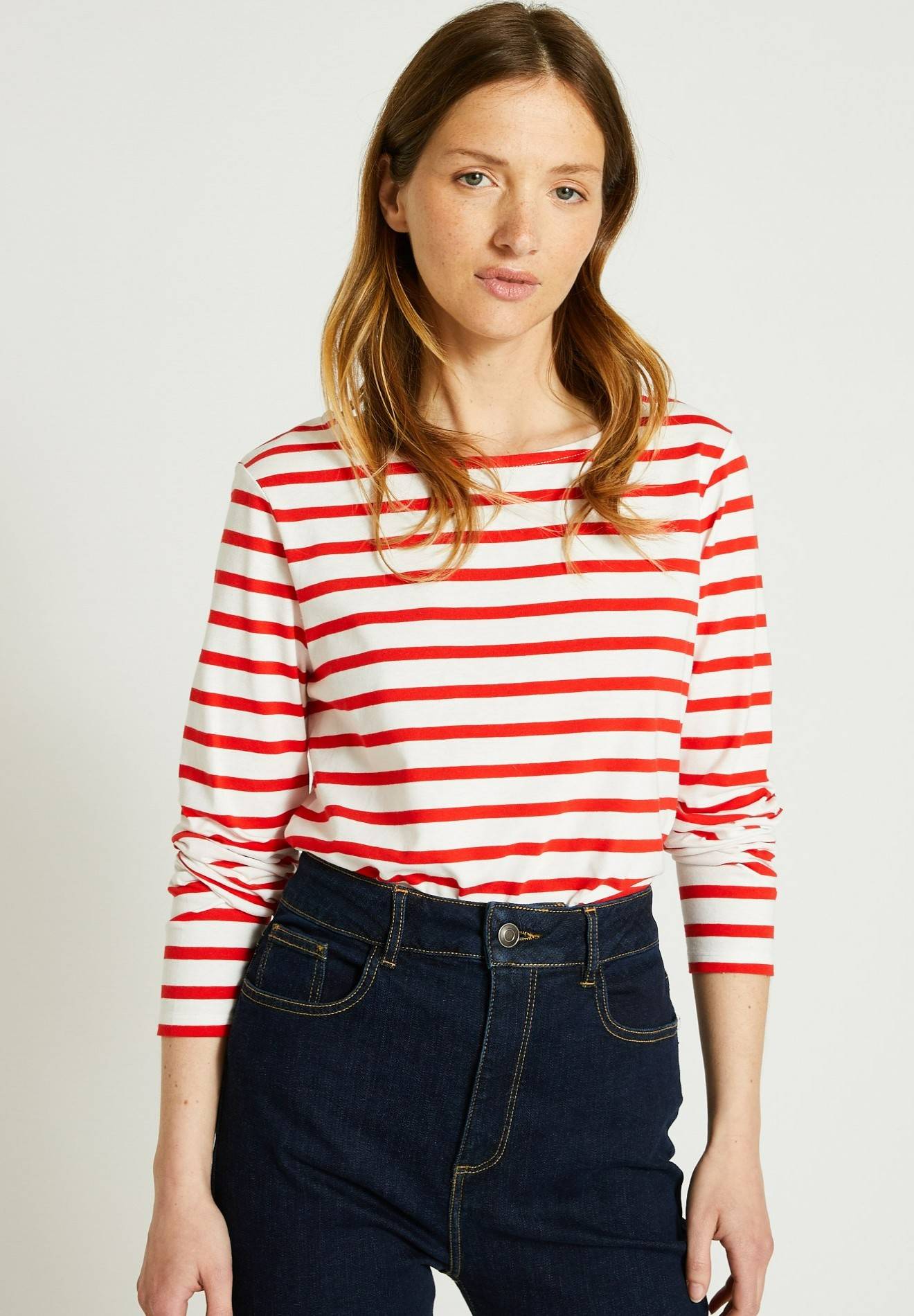 T-shirt manches longues rayé en coton BIO, Rouge, large image number 3.0