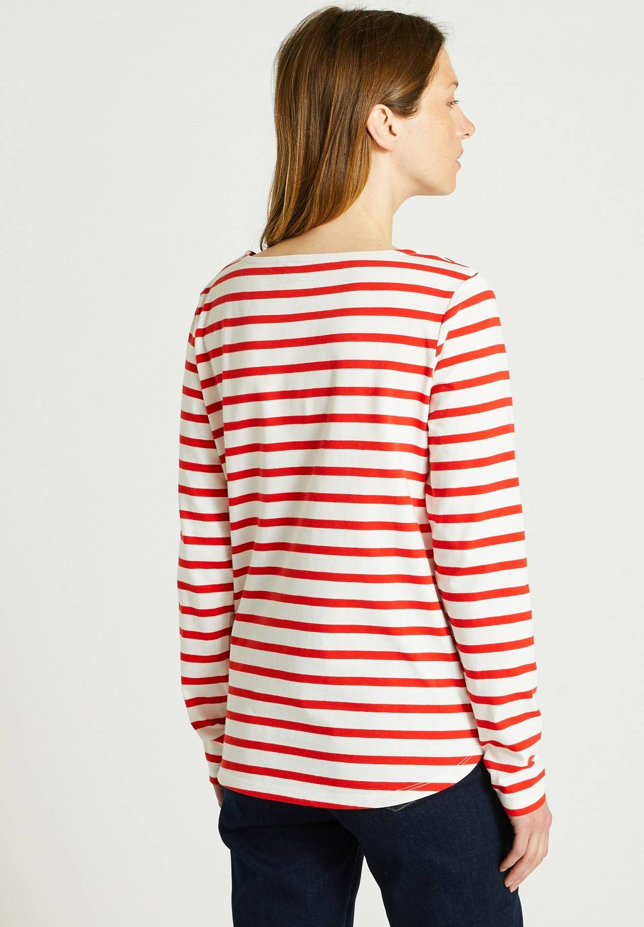 T-shirt manches longues rayé en coton BIO, Rouge, large image number 4
