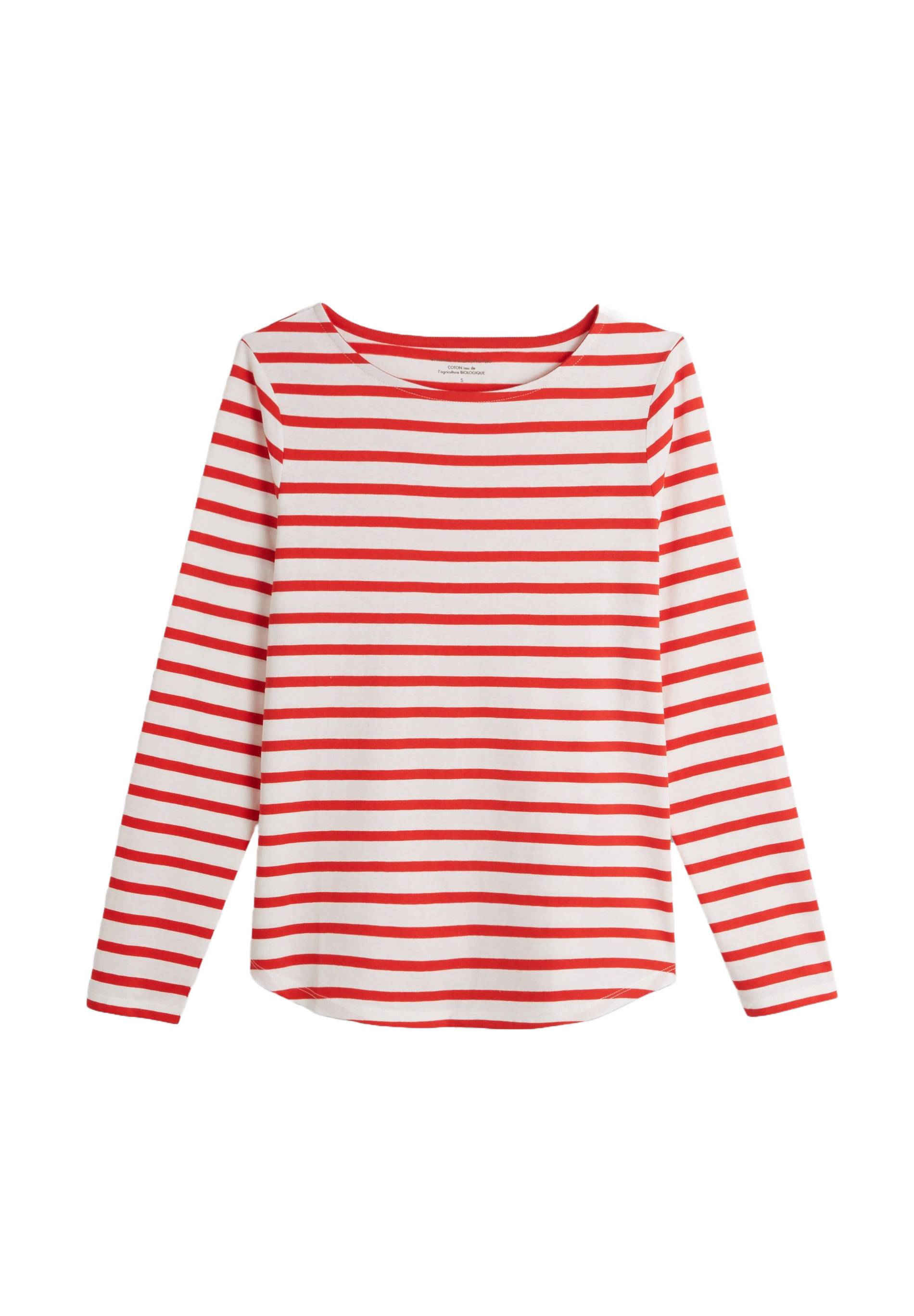 T-shirt manches longues rayé en coton BIO, Rouge, large image number 5.0