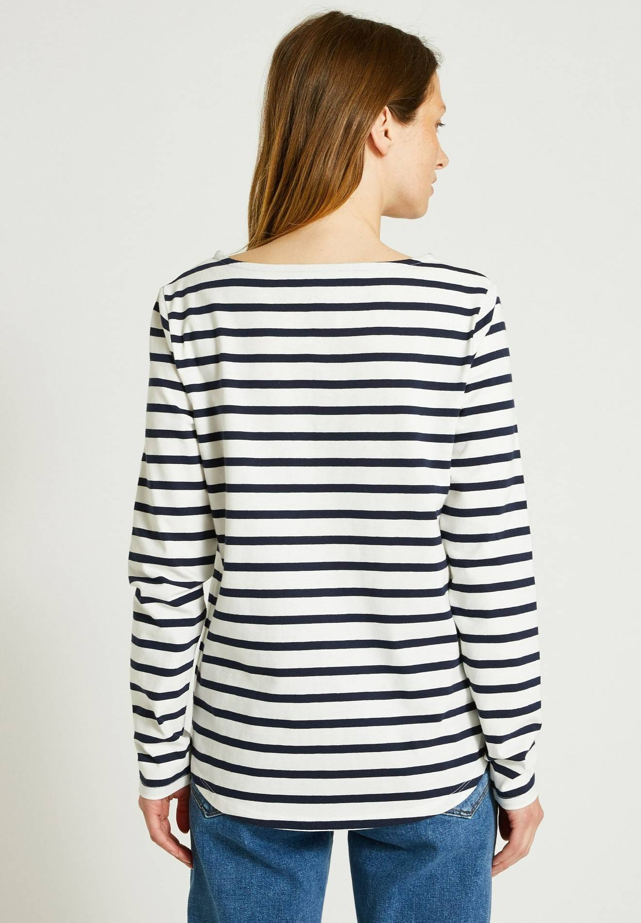 T-shirt manches longues rayé en coton BIO, Bleu foncé, large image number 4.0