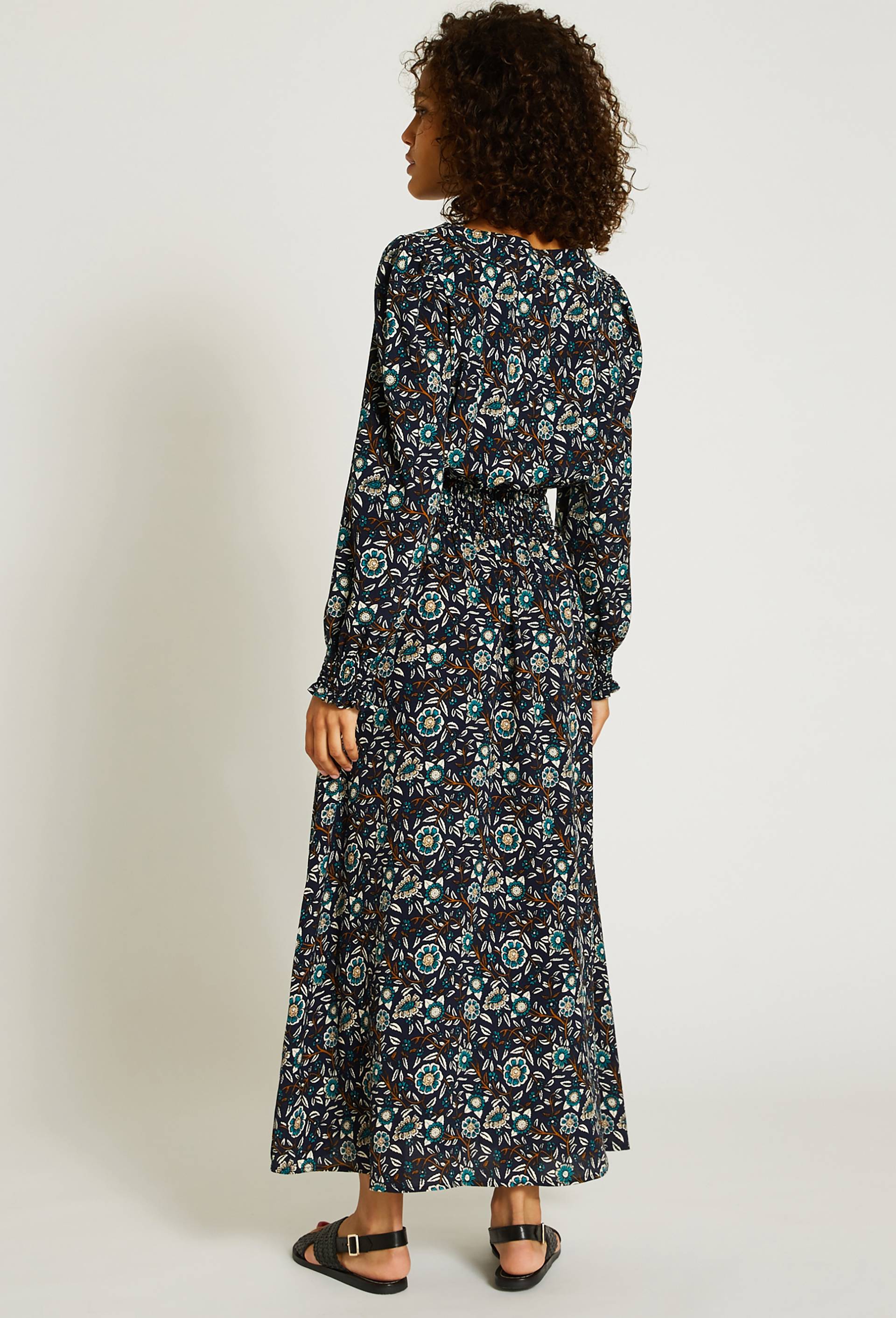 Robe manches longues à imprimé floral, Bleu foncé, large image number 1.0