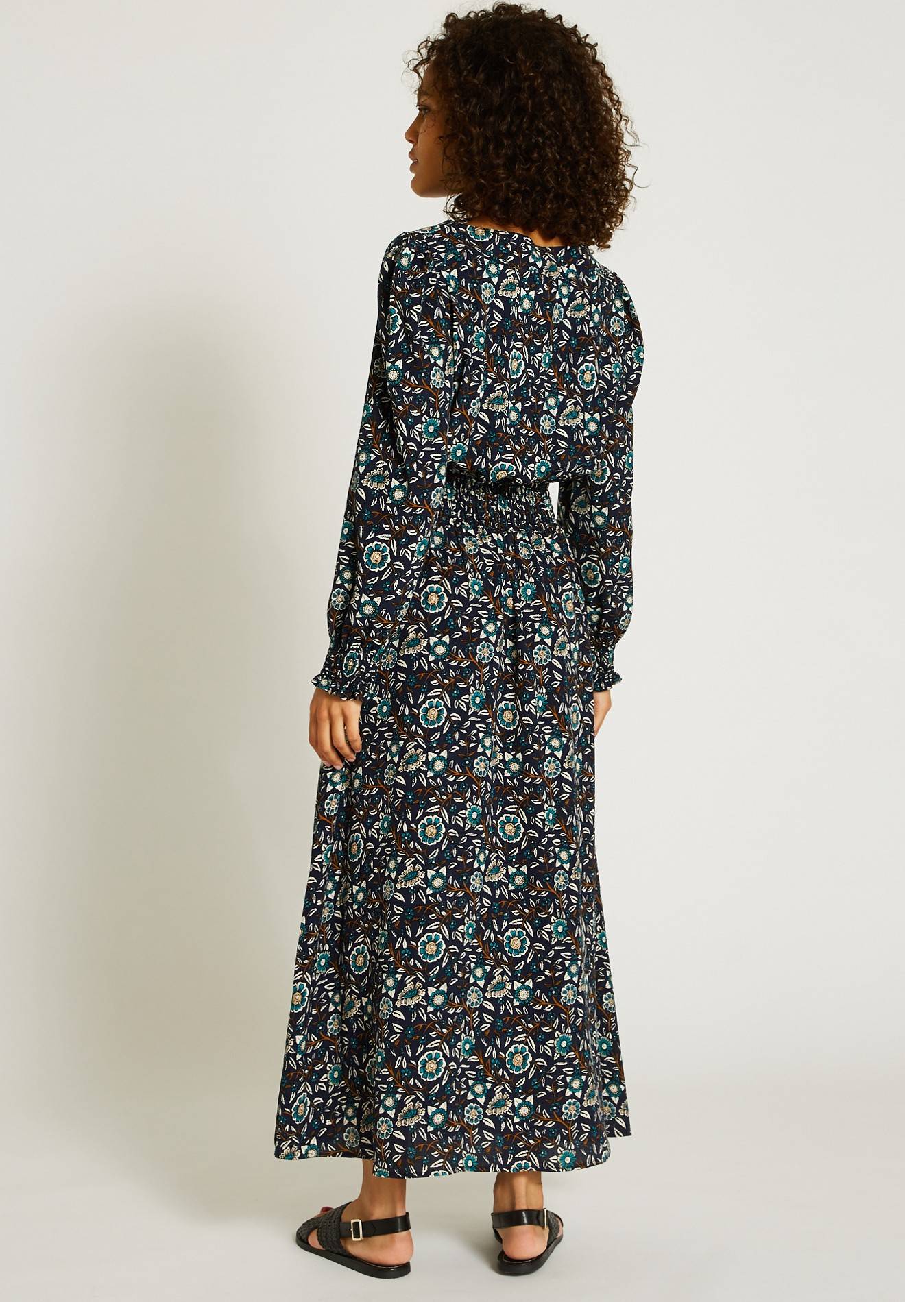 Robe manches longues à imprimé floral, Bleu foncé, large image number 4