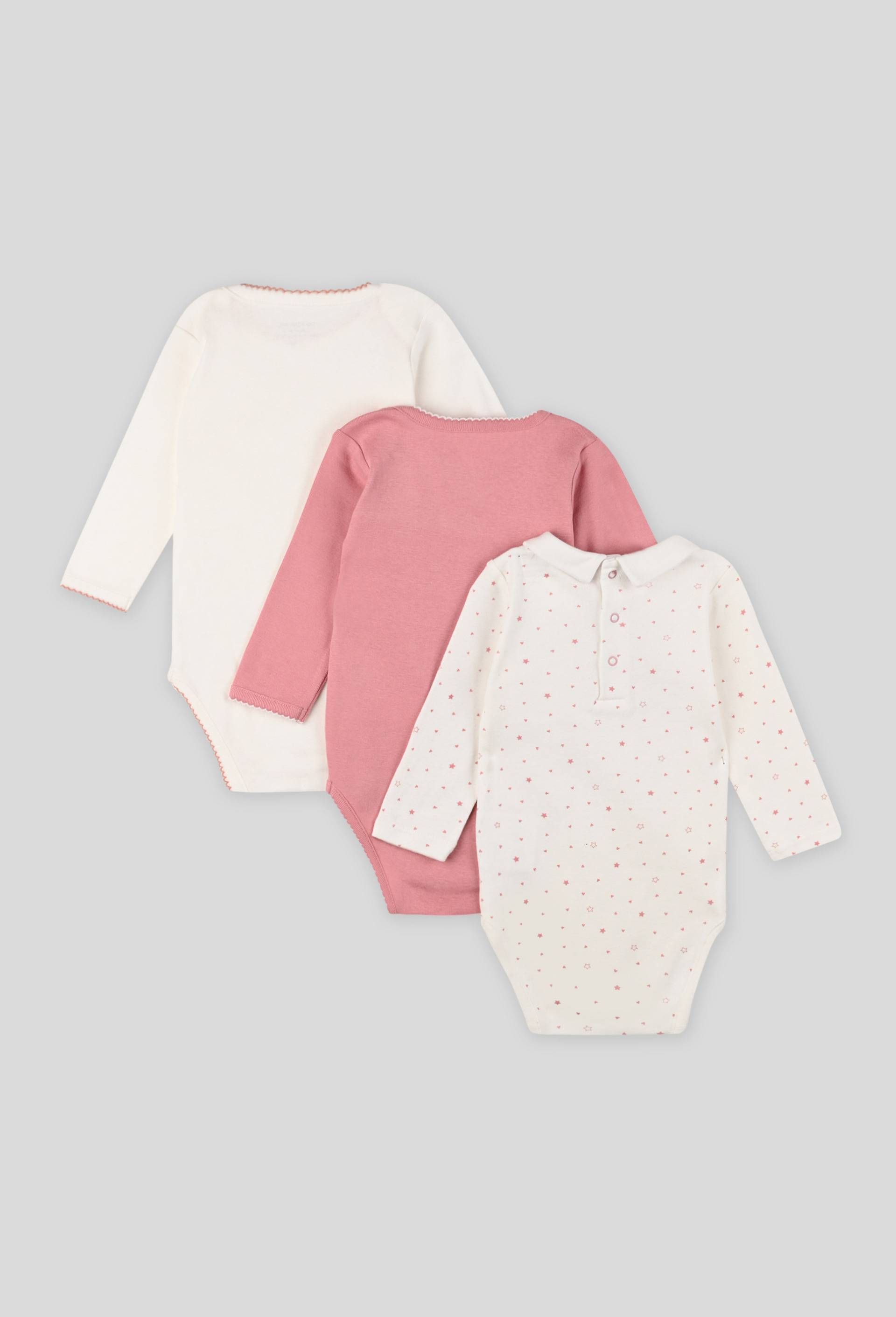 Lot de 3 bodies manches longues certifiés Oekotex, Ecru, large image number 1.0