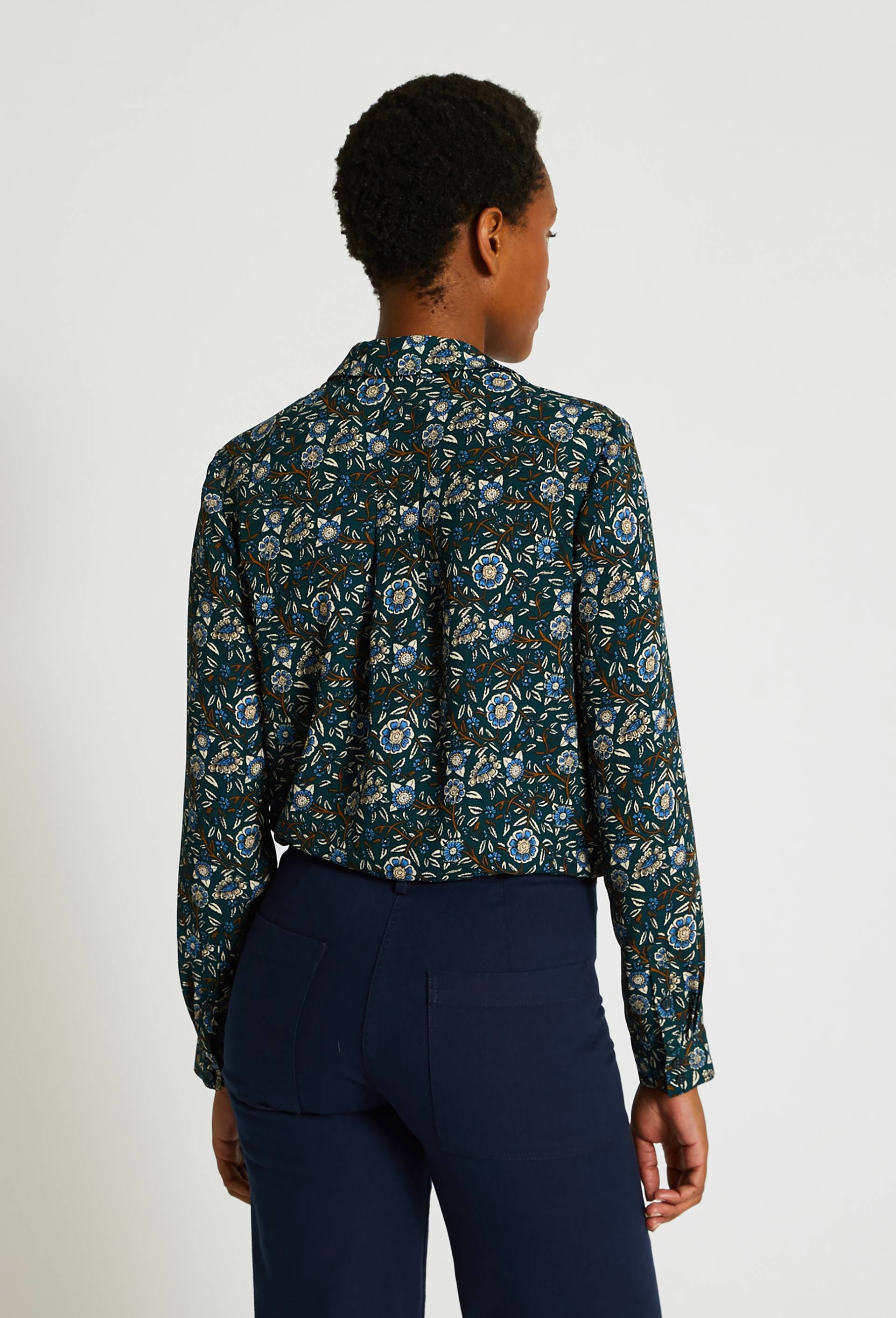 Chemise manches longues à imprimé floral, Bleu, large image number 1.0