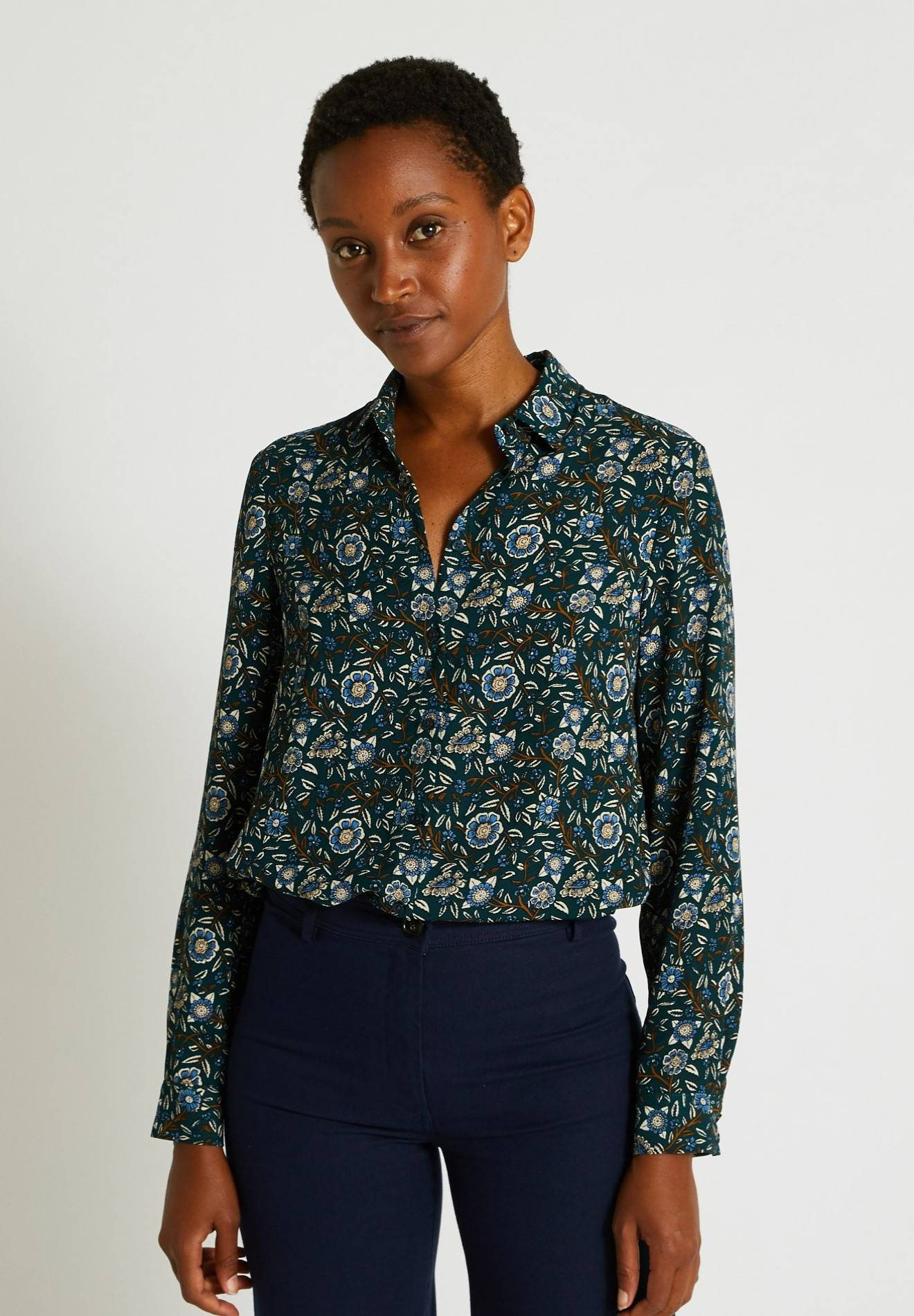 Chemise manches longues à imprimé floral, Bleu, large image number 3
