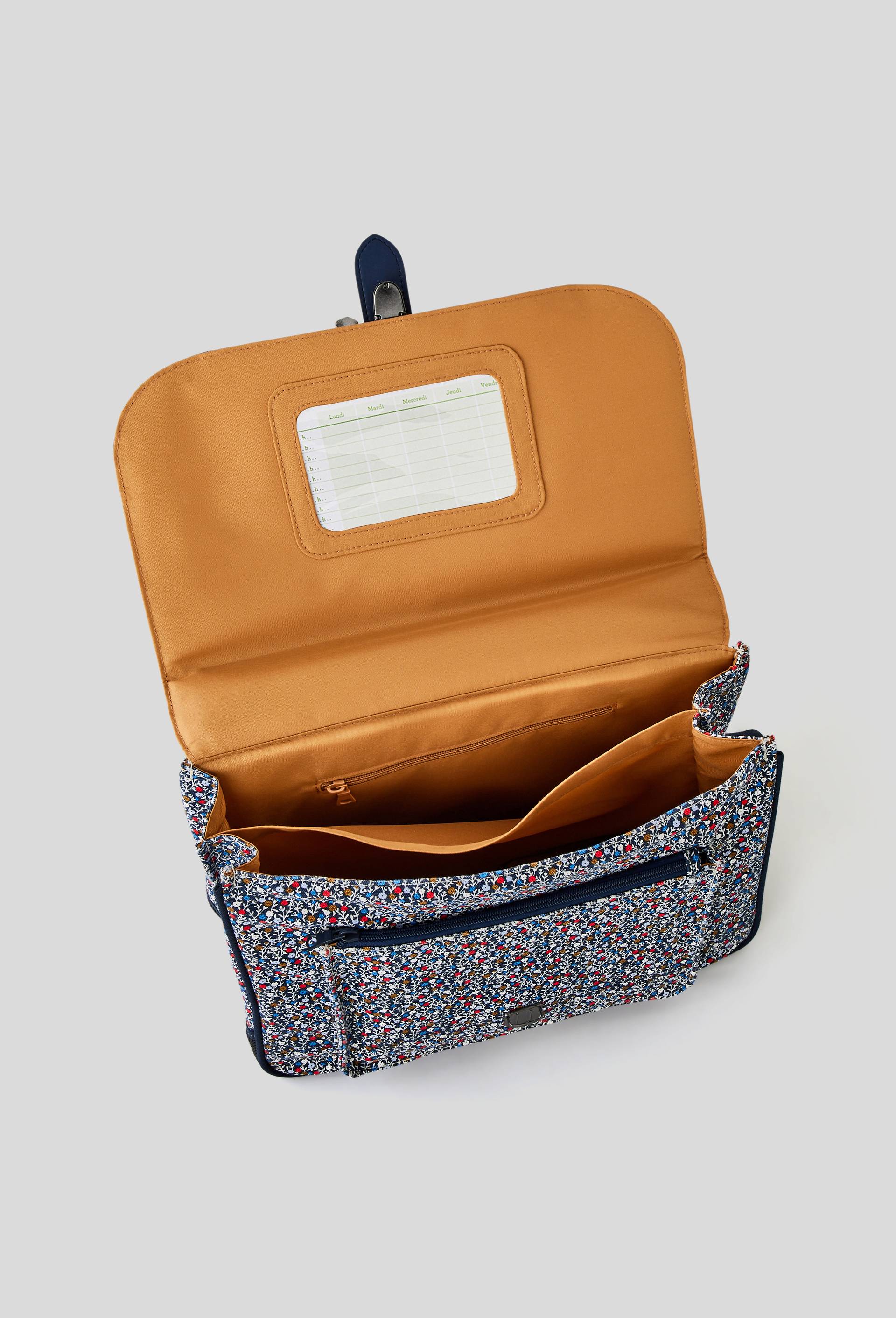 Cartable, 38 x 31 x 15 cm, coton, Bleu, large image number 1