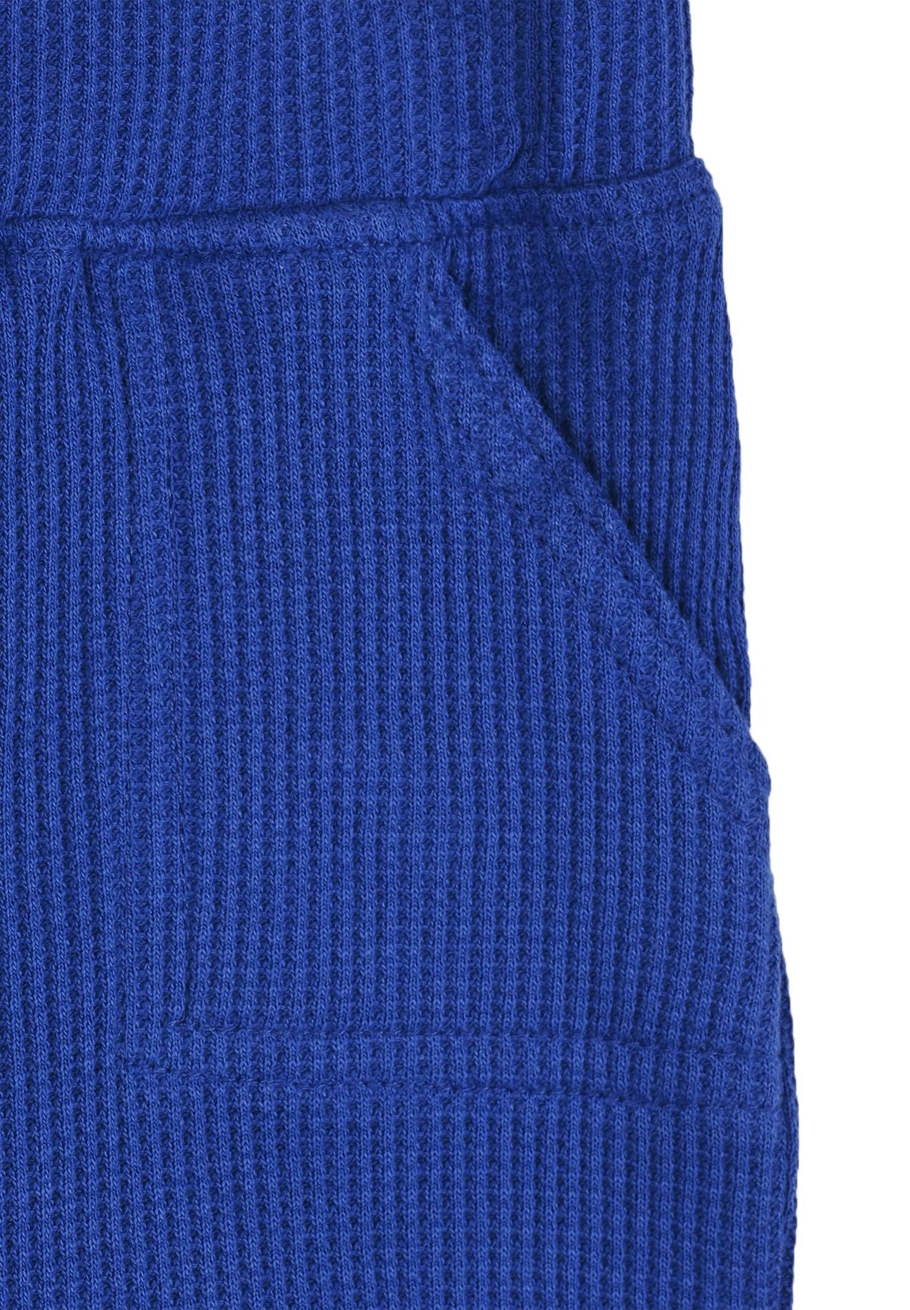 Short uni en nid d'abeille taille élastique, garçon, en coton BIO, OEKO-TEX, Bleu foncé, large image number 5.0