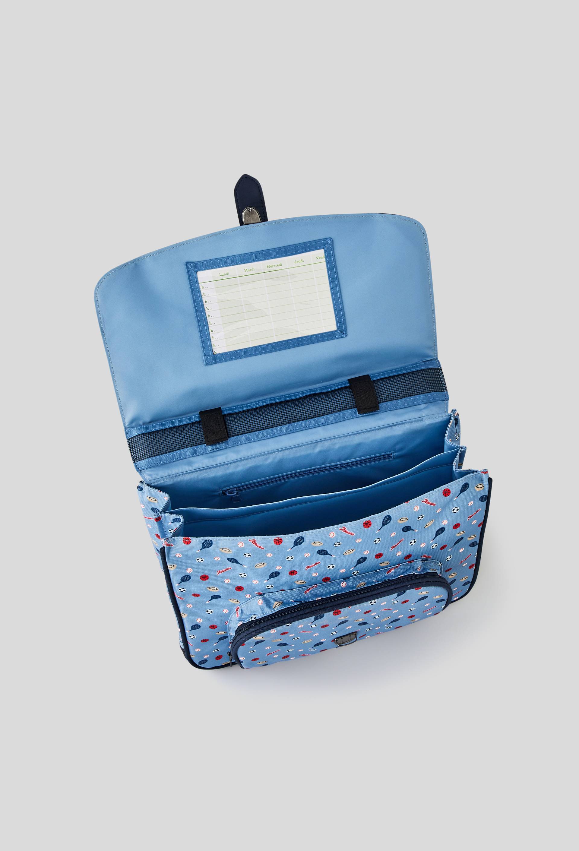 Cartable, 38 x 31 x 15 cm, polyester recyclé, Bleu, large image number 1
