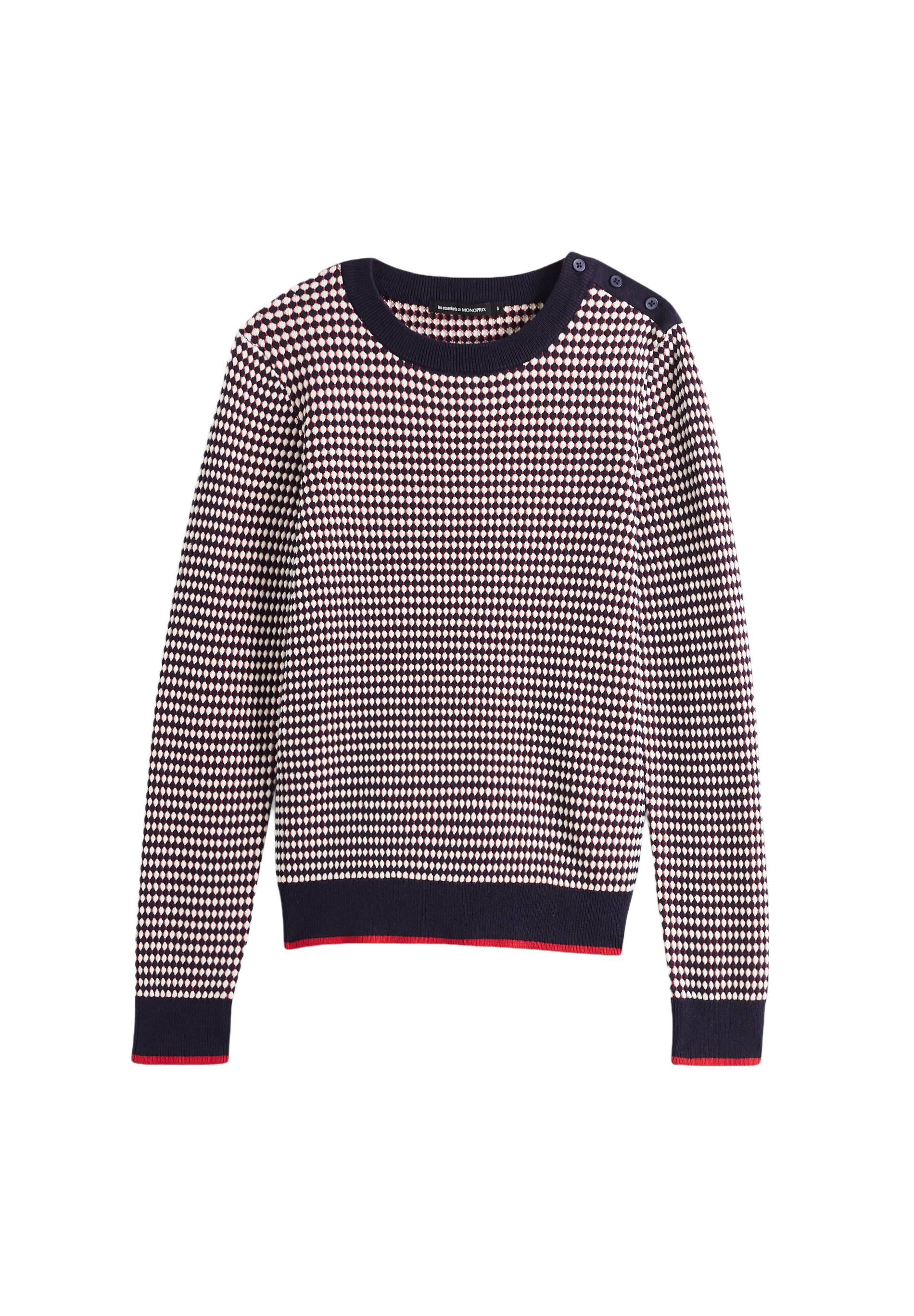 Pull en coton boutonné à l'épaule, Oeko-Tex, Rouge, large image number 5