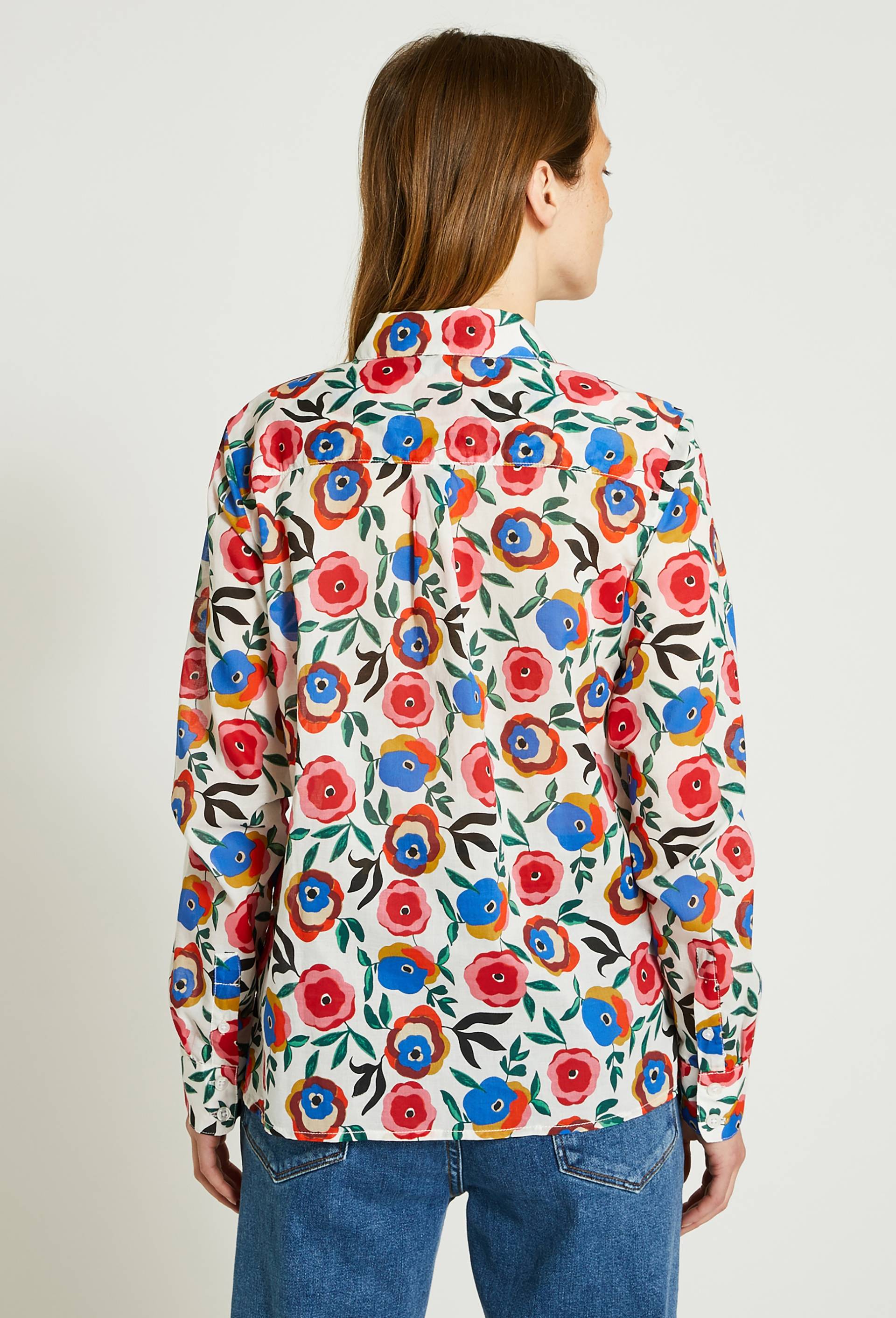 Chemise en coton imprimée Oekotex, Ecru, large image number 1