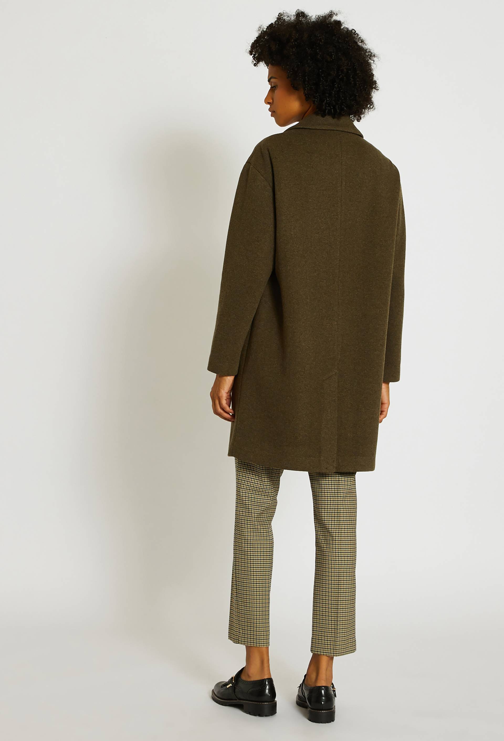 Manteau col tailleur contenant de la laine, certifié OEKO-TEX, Vert foncé, large image number 1