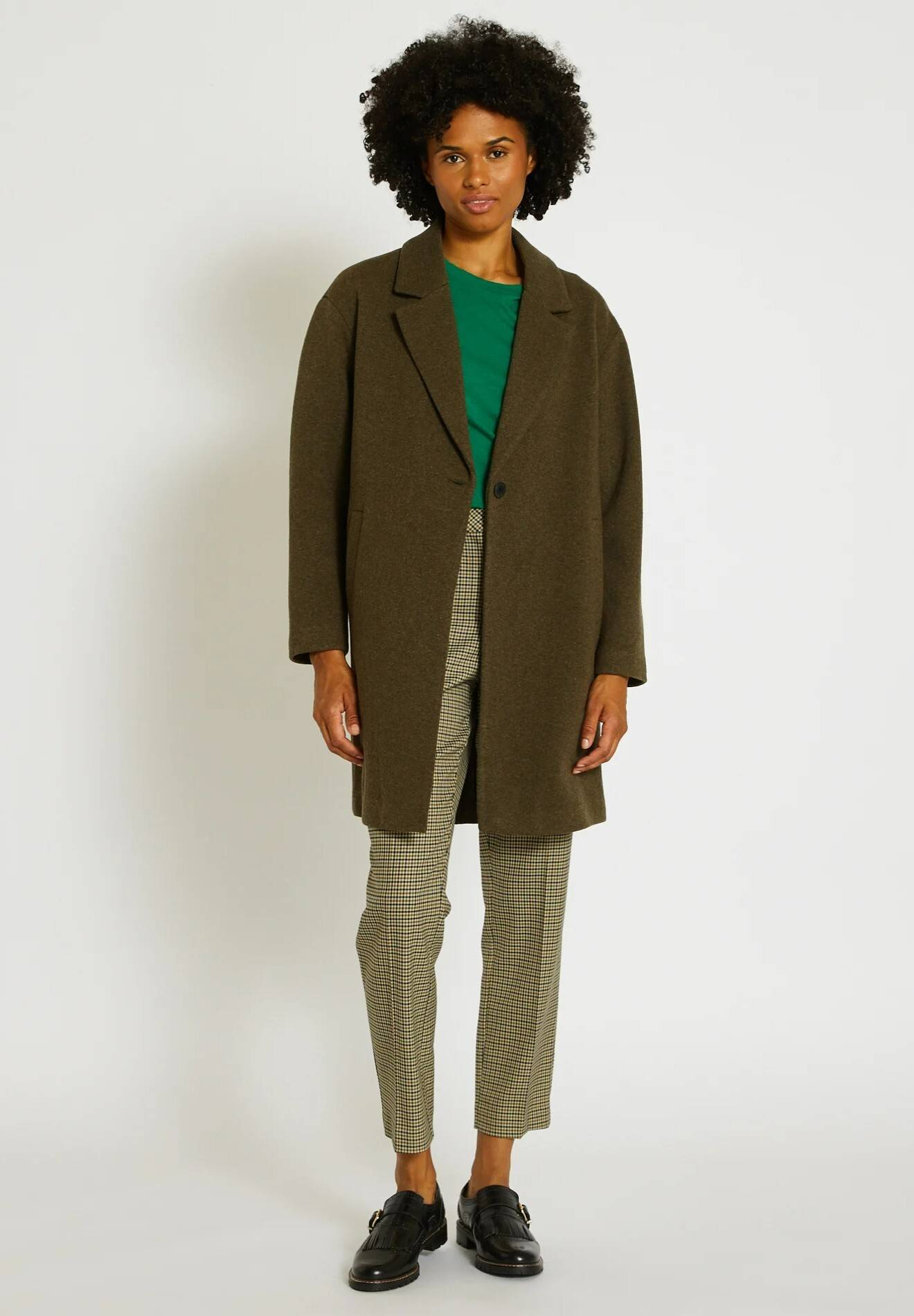 Manteau col tailleur contenant de la laine, certifié OEKO-TEX, Vert foncé, large image number 3