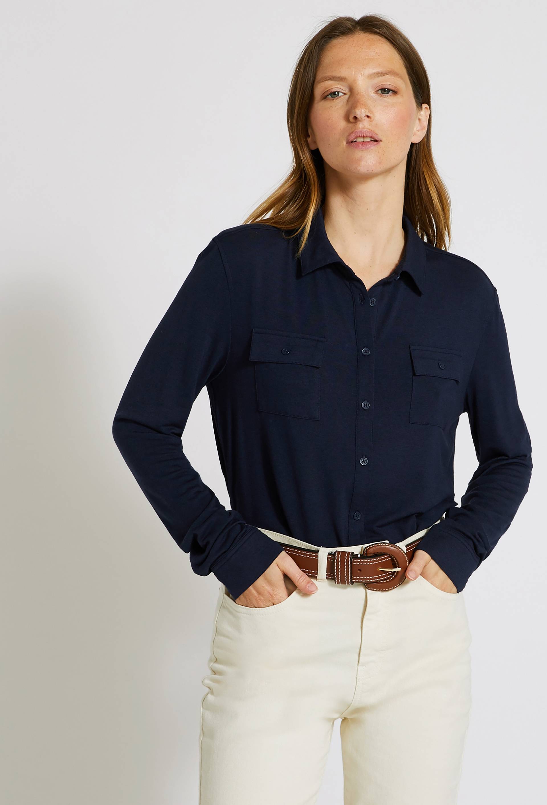 Chemise en maille, contenant du modal, certifiée OEKO-TEX, Bleu foncé, large image number 0.0