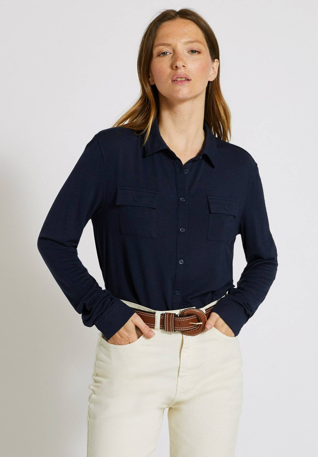 Chemise en maille, contenant du modal, certifiée OEKO-TEX, Bleu foncé, large image number 3