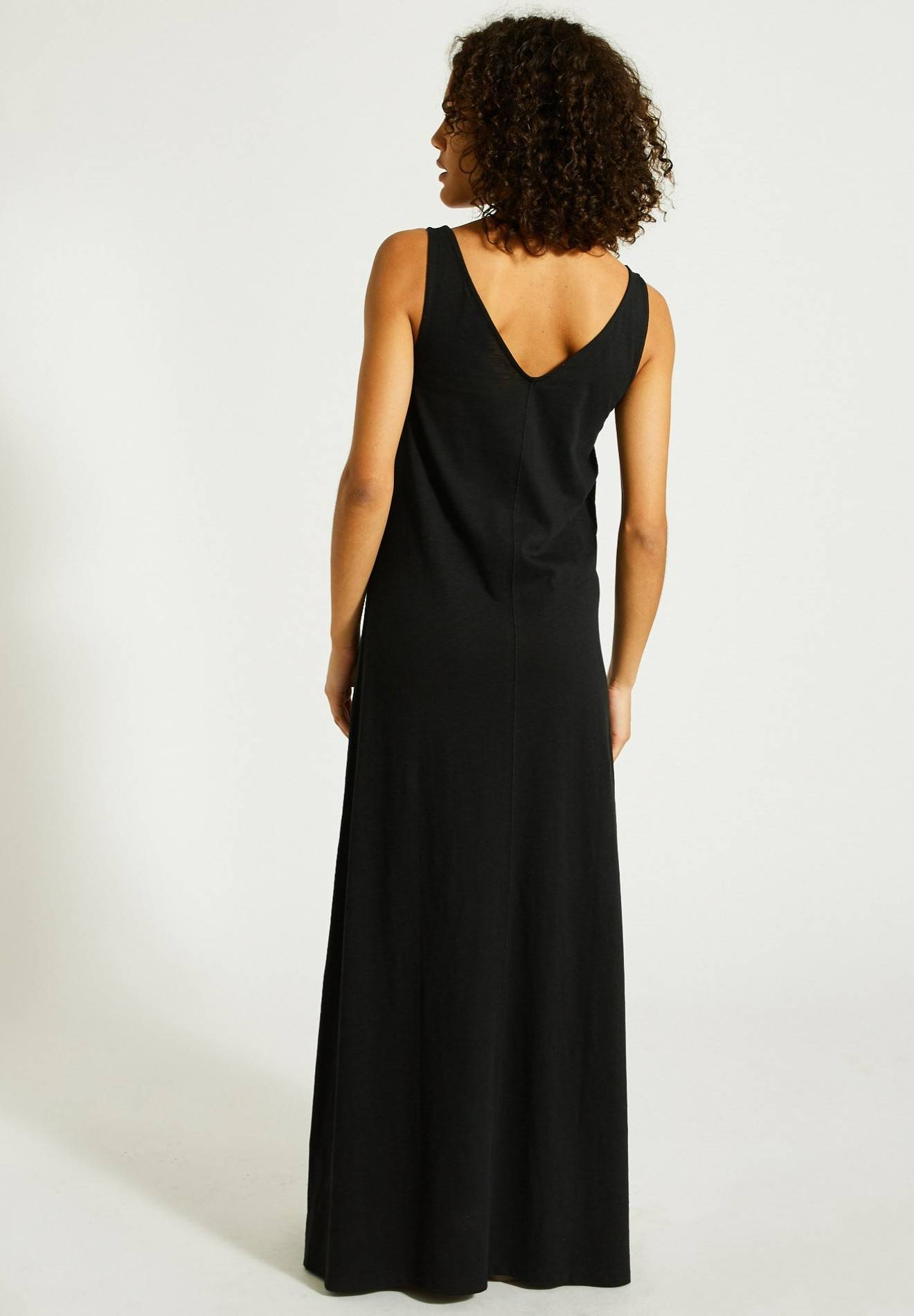 Robe longue unie en coton BIO GOTS, Noir, large image number 4