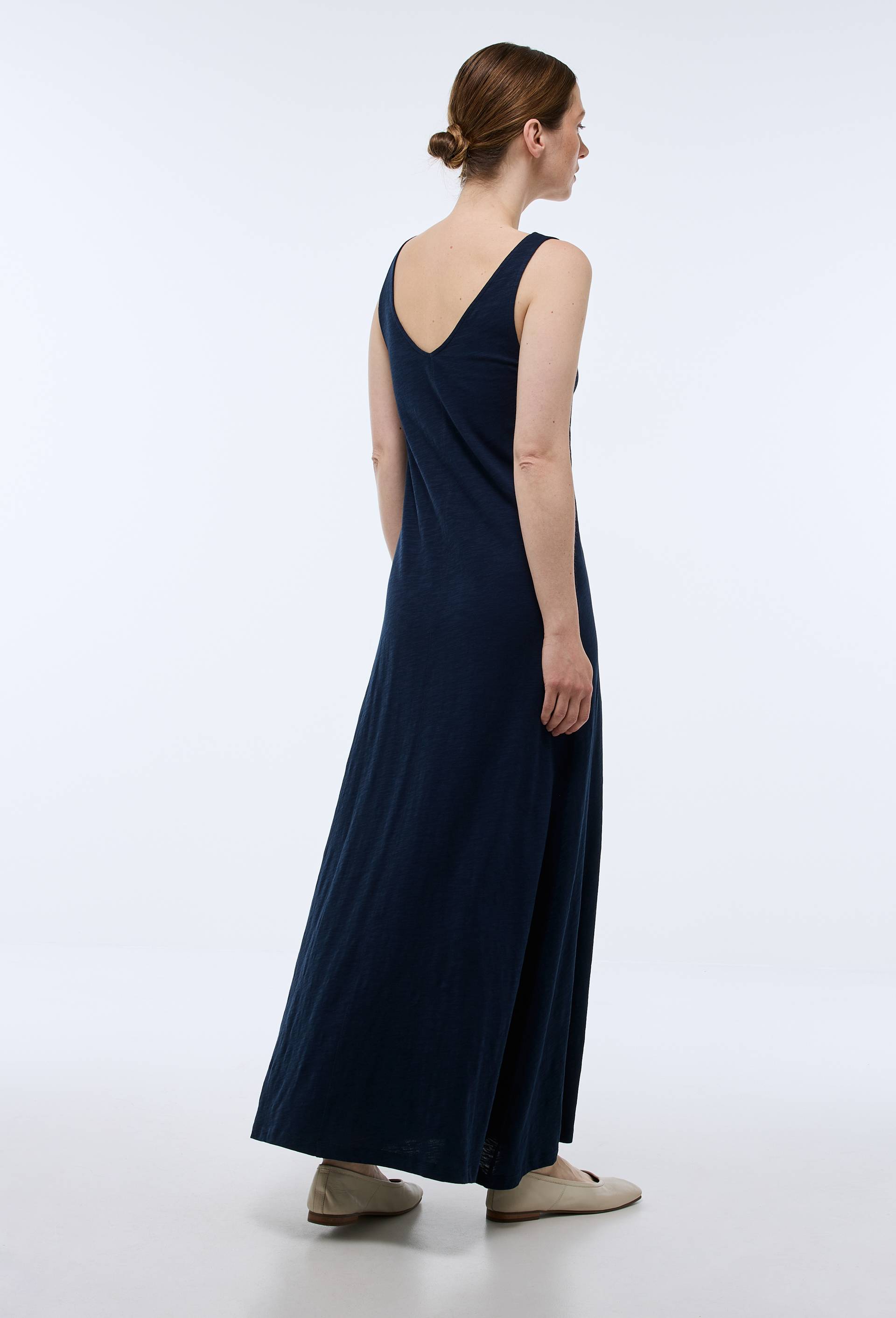 Robe longue unie en coton BIO GOTS, Bleu foncé, large image number 1