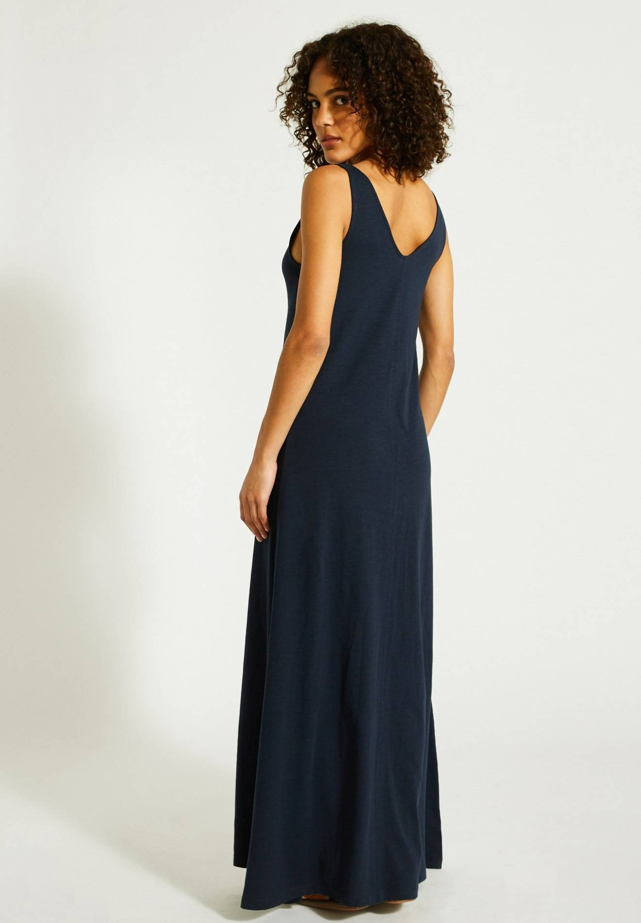 Robe longue unie en coton BIO GOTS, Bleu foncé, large image number 4