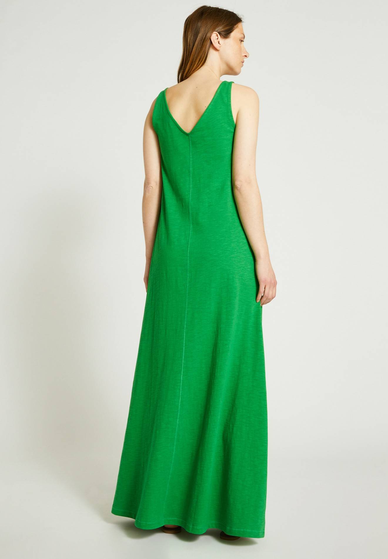 Robe longue unie en coton BIO GOTS, Vert, large image number 4.0