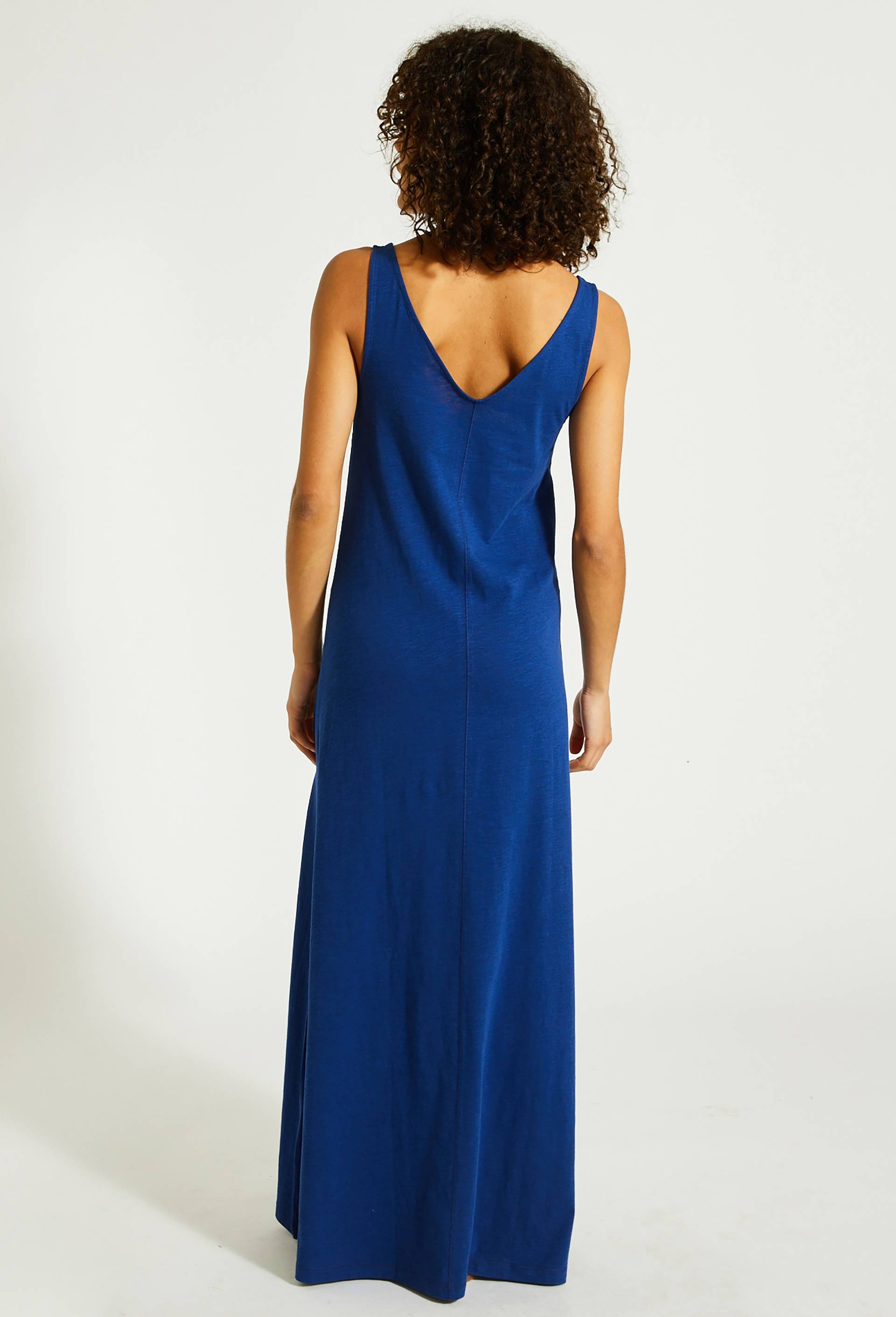 Robe longue unie en coton BIO GOTS, Bleu, large image number 3
