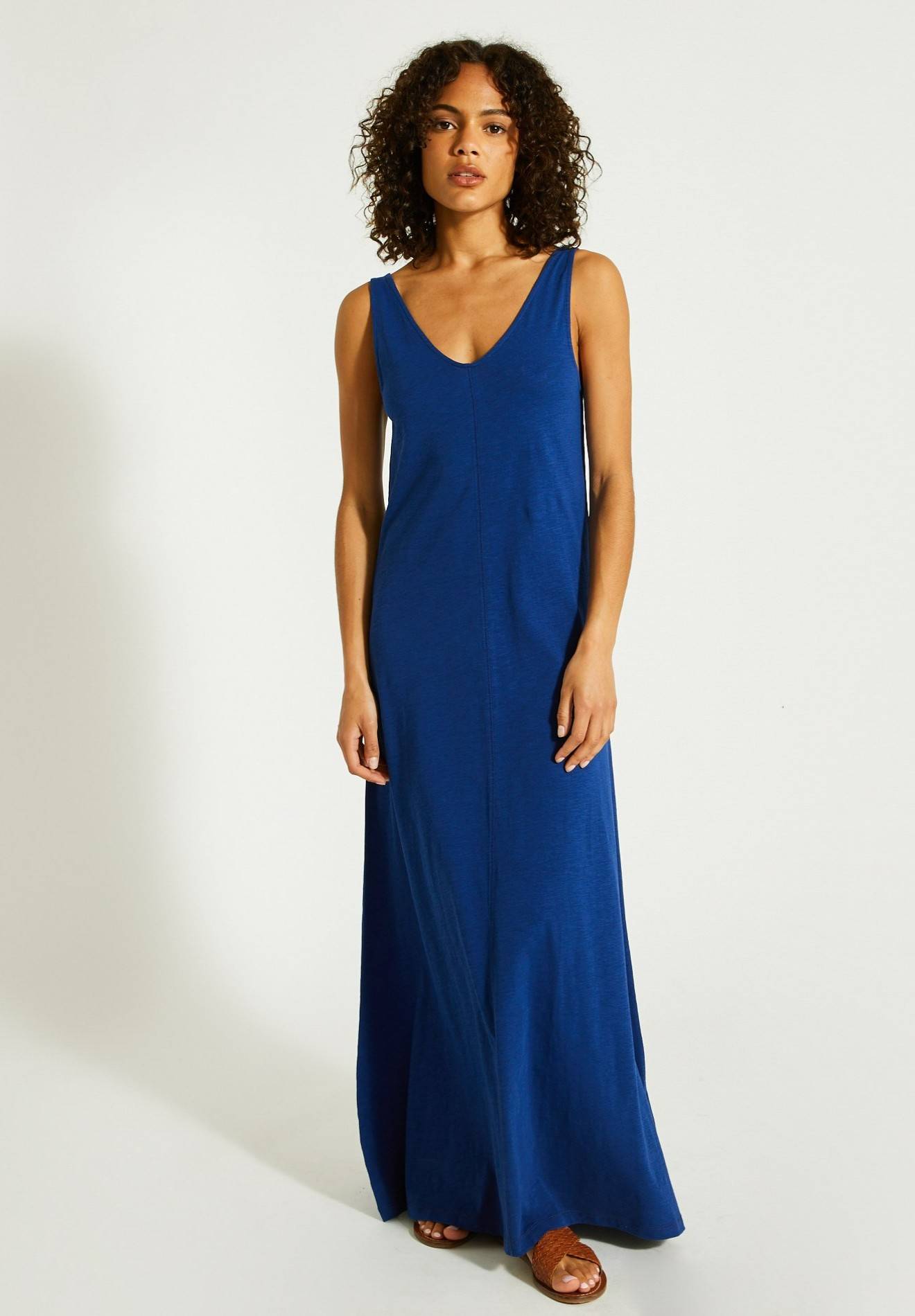 Robe longue unie en coton BIO GOTS, Bleu, large image number 5