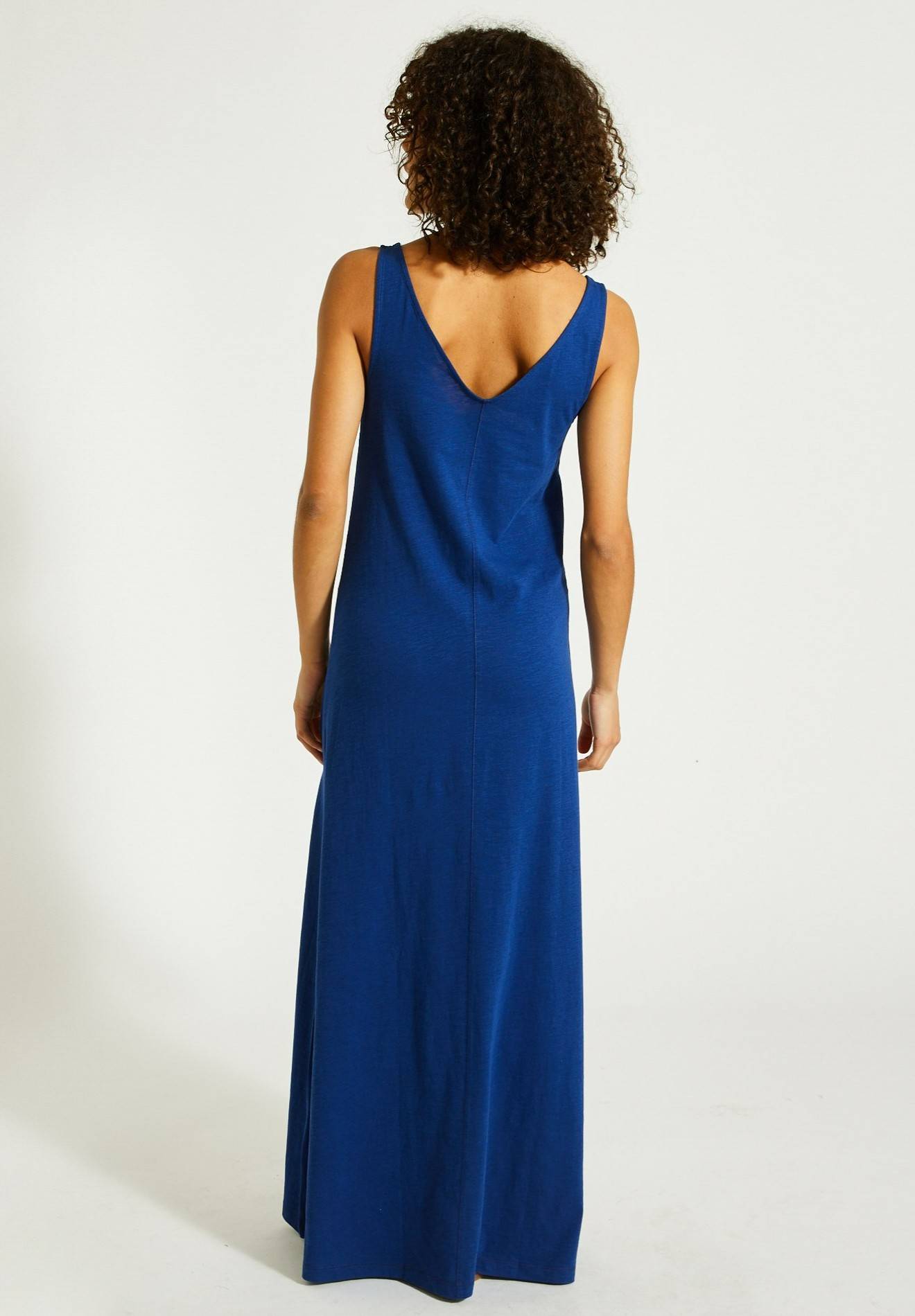 Robe longue unie en coton BIO GOTS, Bleu, large image number 6