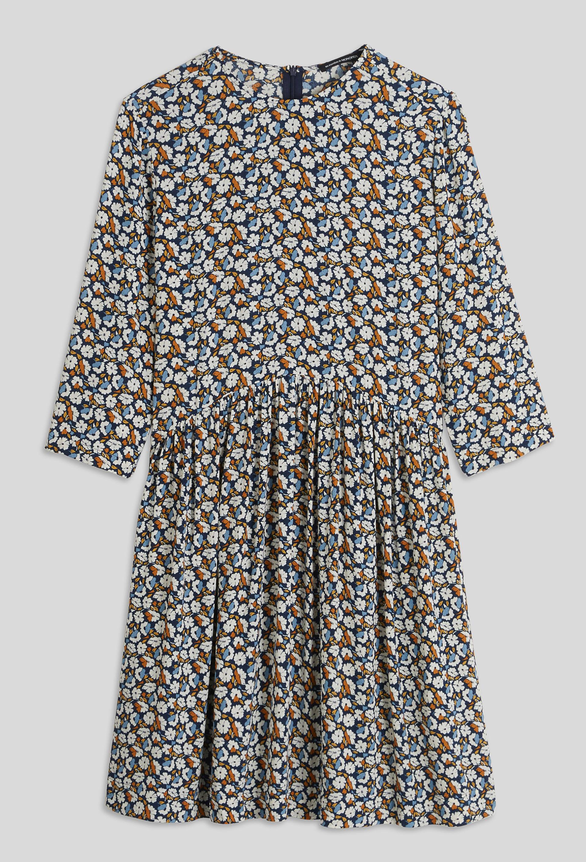 Robe housse imprimée en viscose, Bleu foncé, large image number 2.0