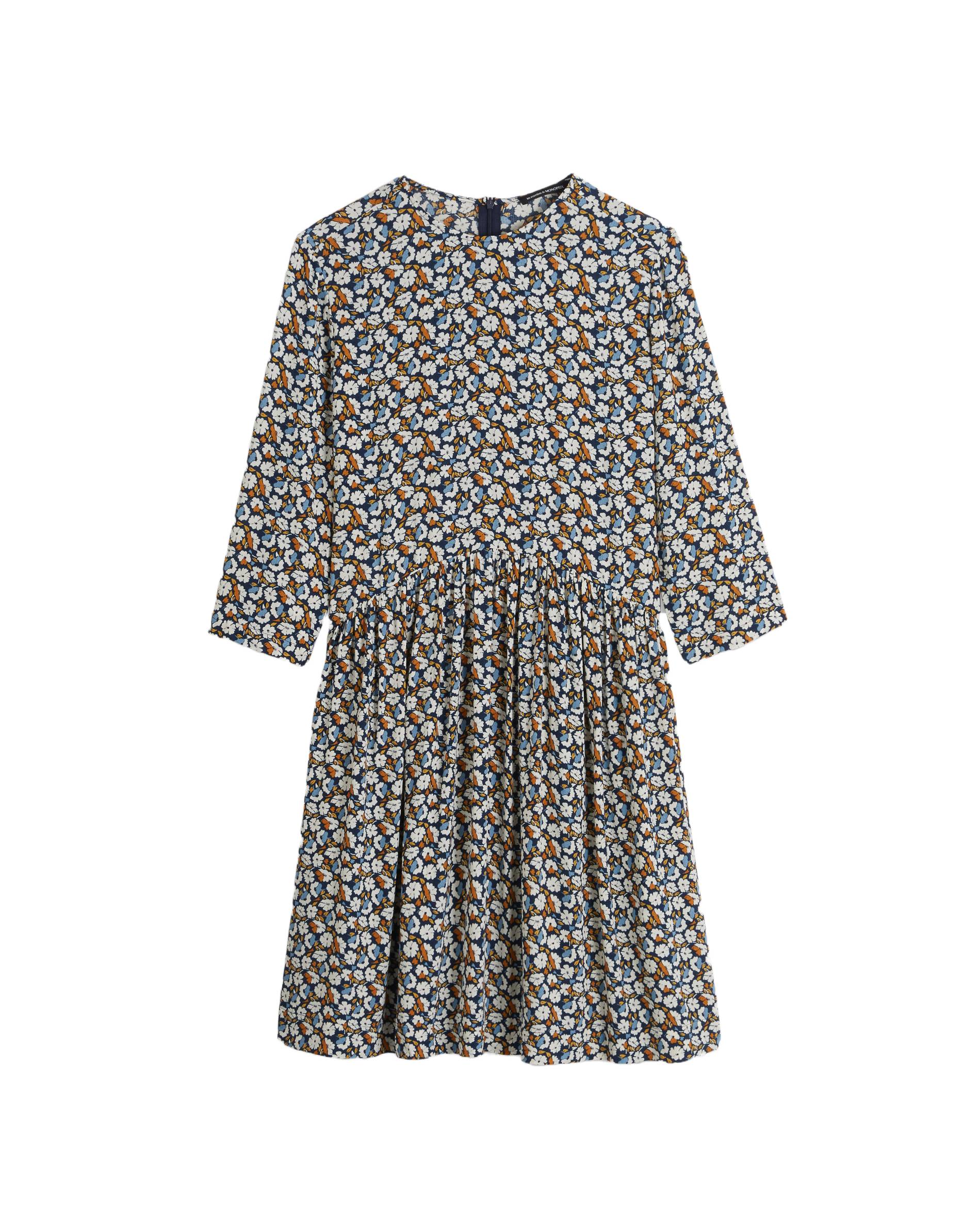 Robe housse imprimée en viscose, Bleu foncé, large image number 5.0