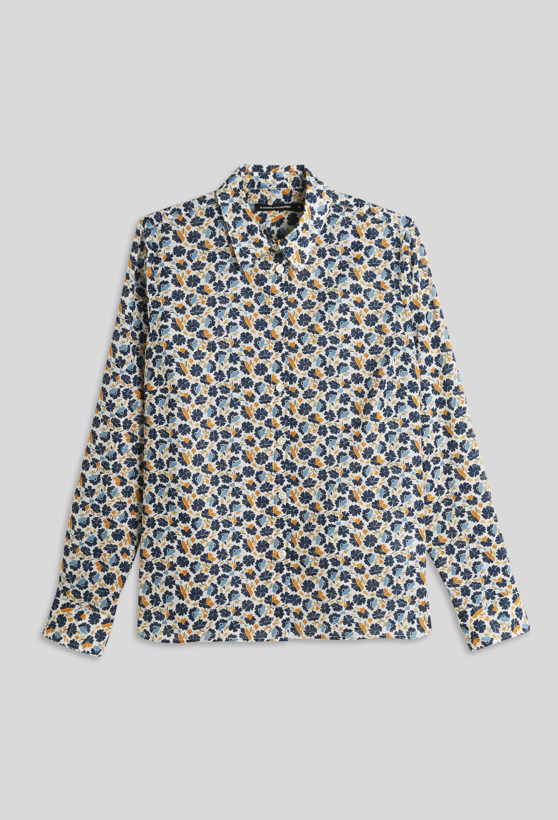 Chemise en coton imprimée, Ecru, large image number 2