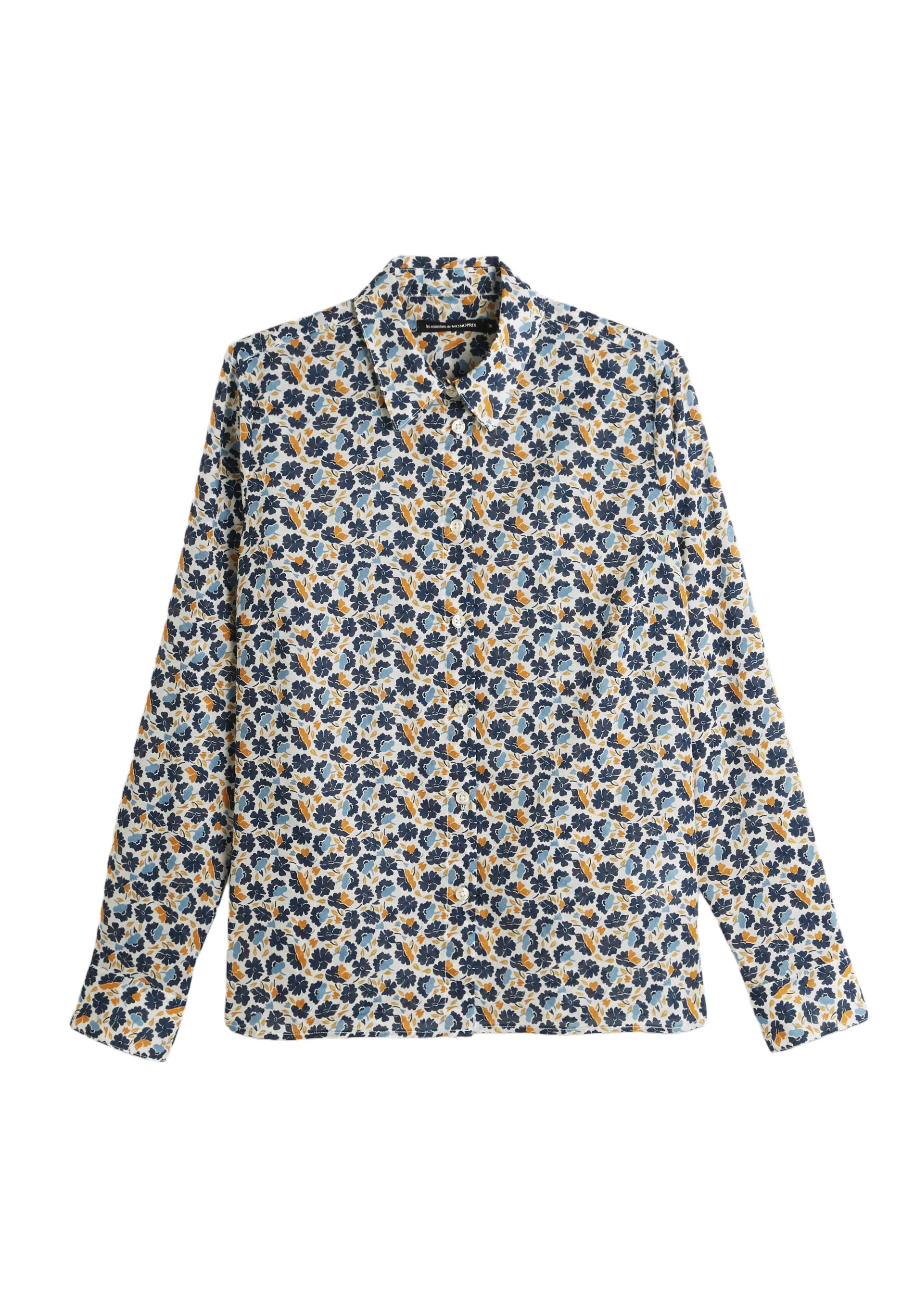 Chemise en coton imprimée, Ecru, large image number 4