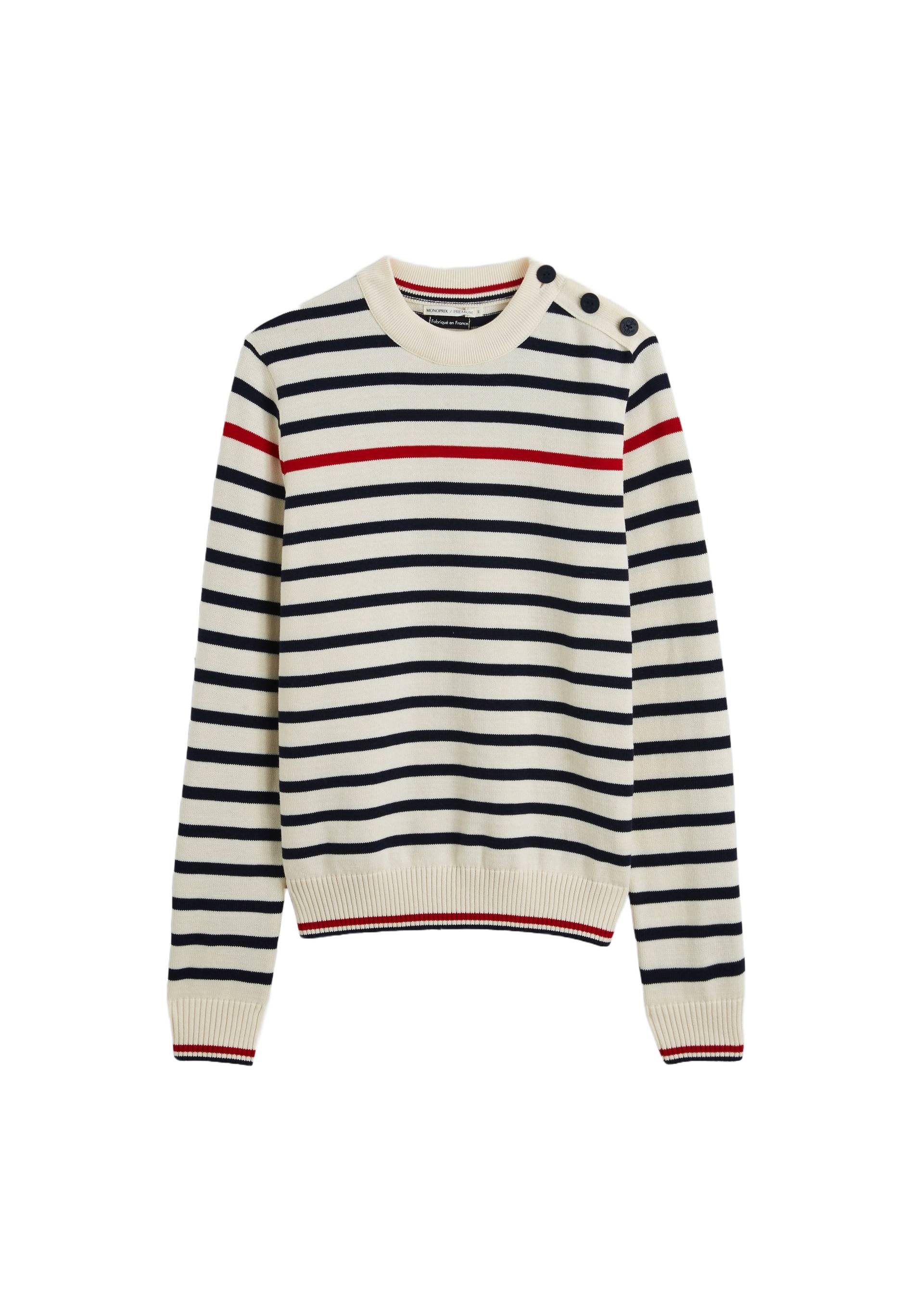 Marinière (T-shirt Rayé) Femme Monoprix Taille S - Occasion En Très Bon état, 100% Coton