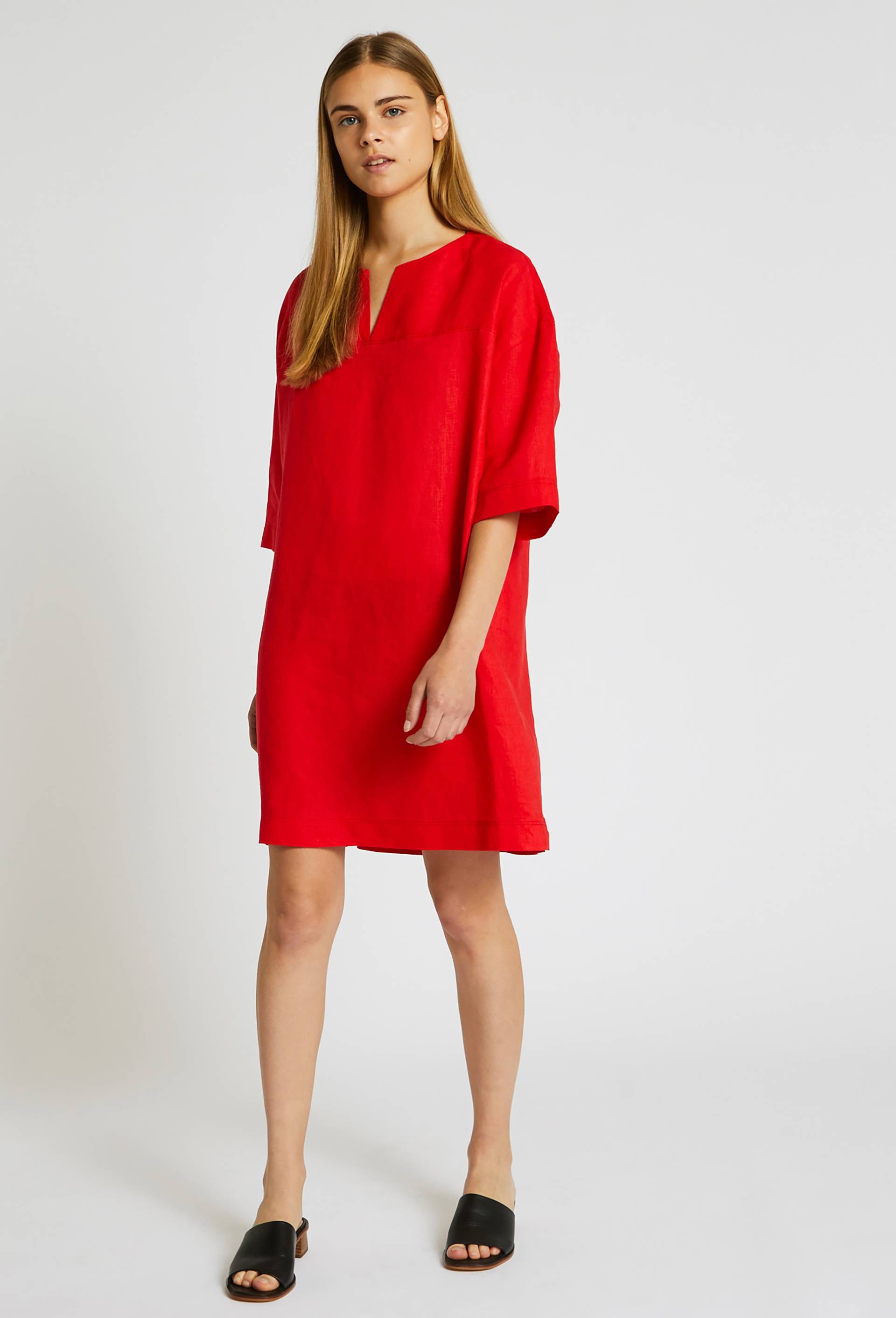 Robe en lin, Rouge, large image number 0