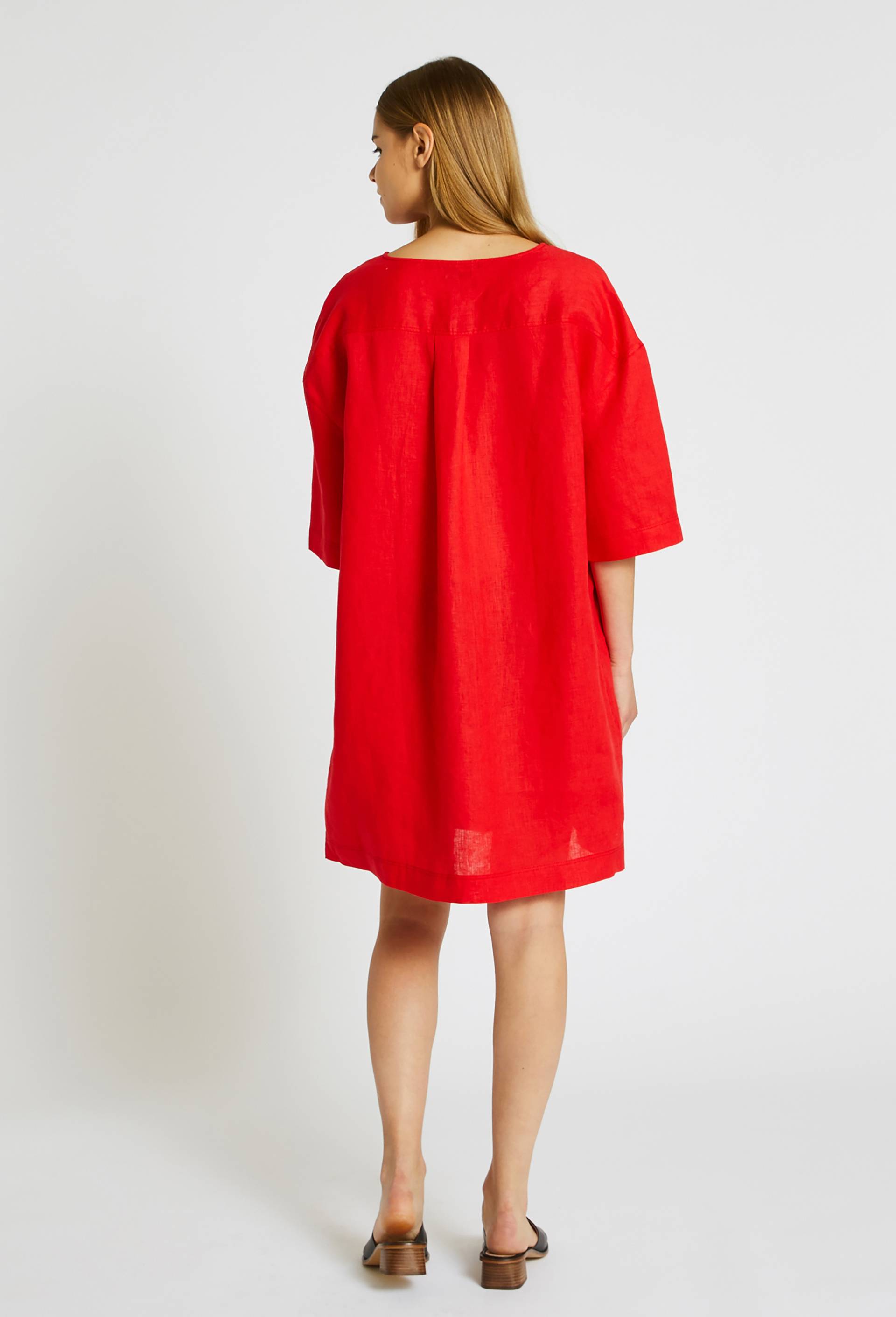 Robe en lin, Rouge, large image number 1