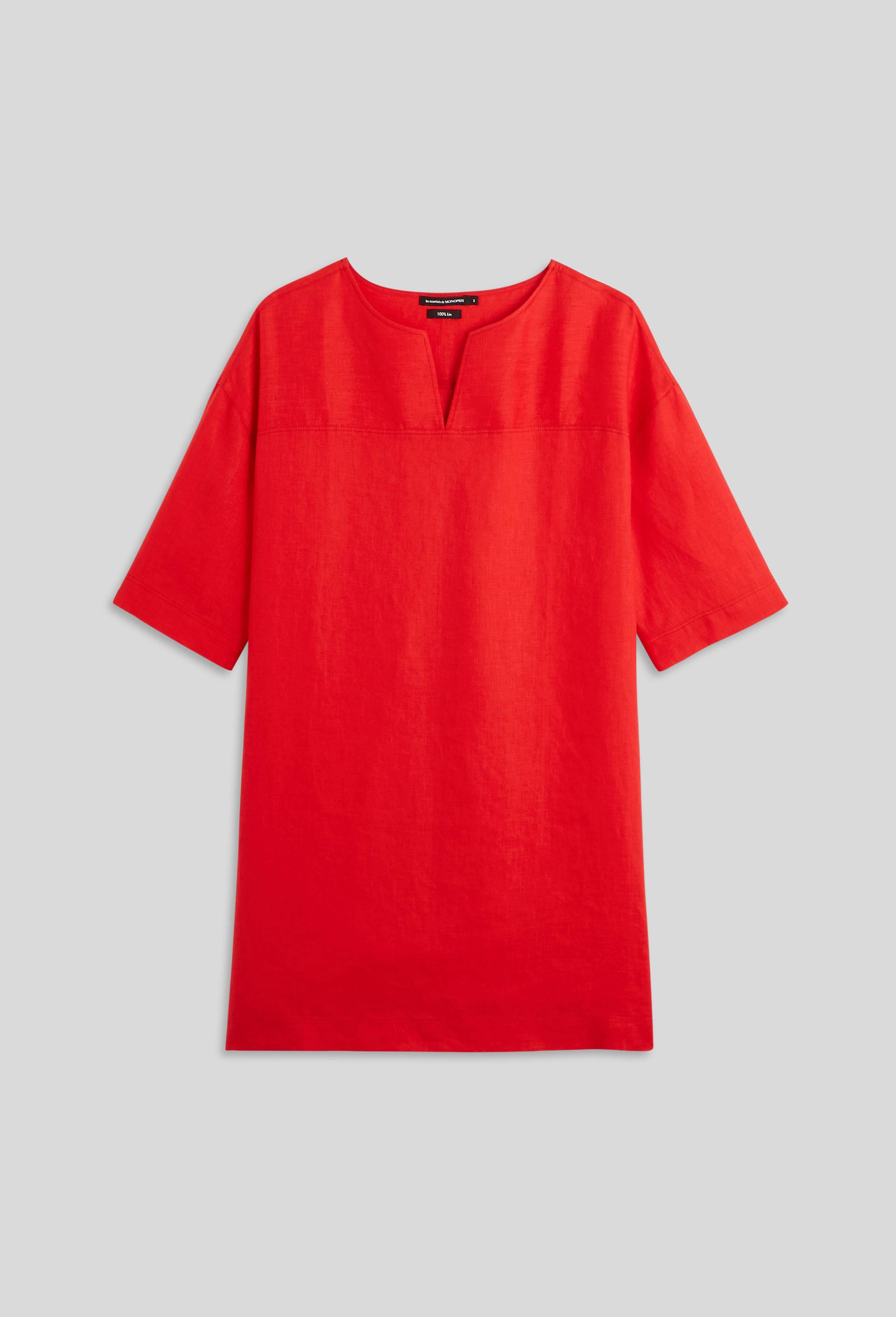 Robe en lin, Rouge, large image number 2.0
