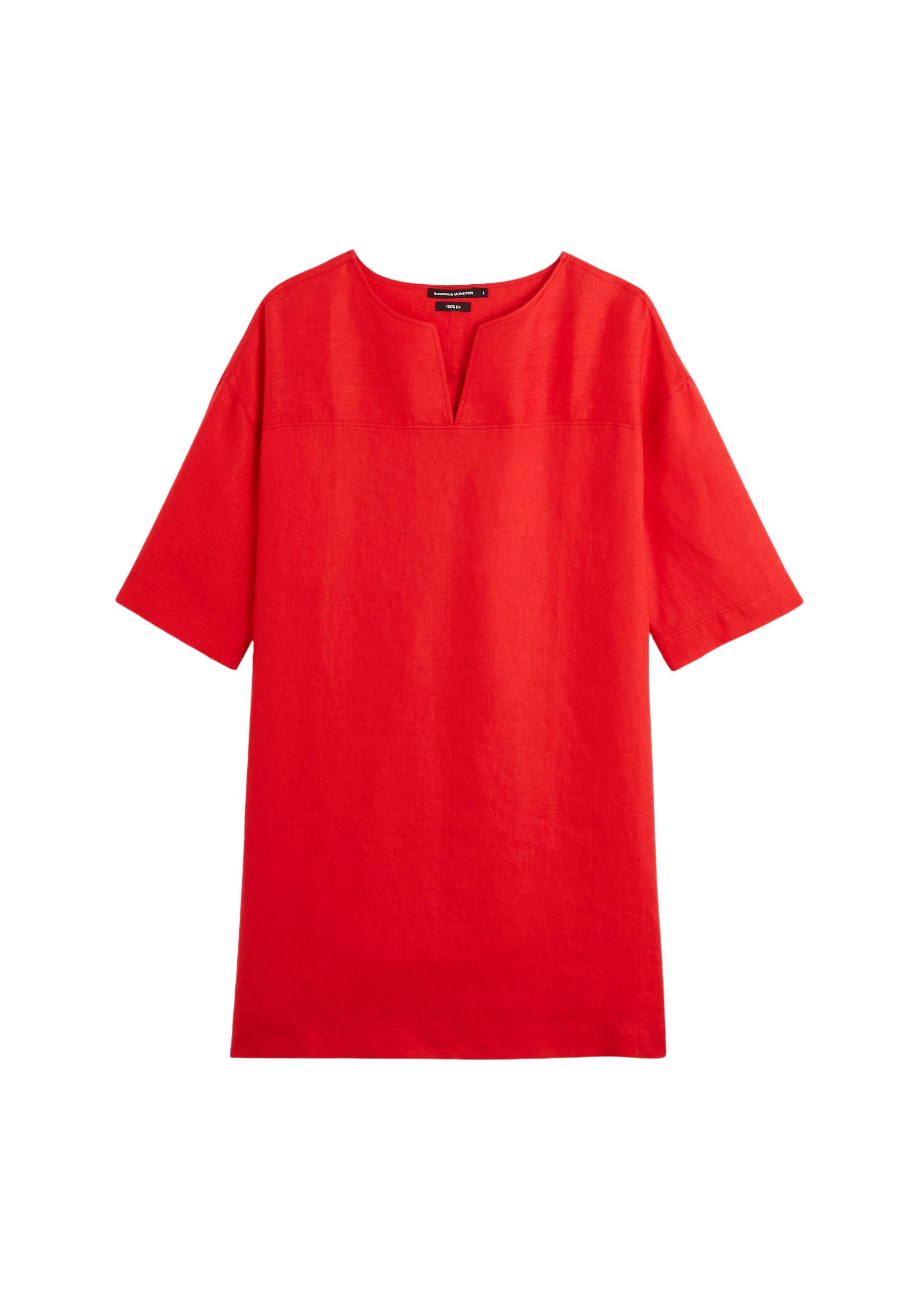 Robe en lin, Rouge, large image number 5