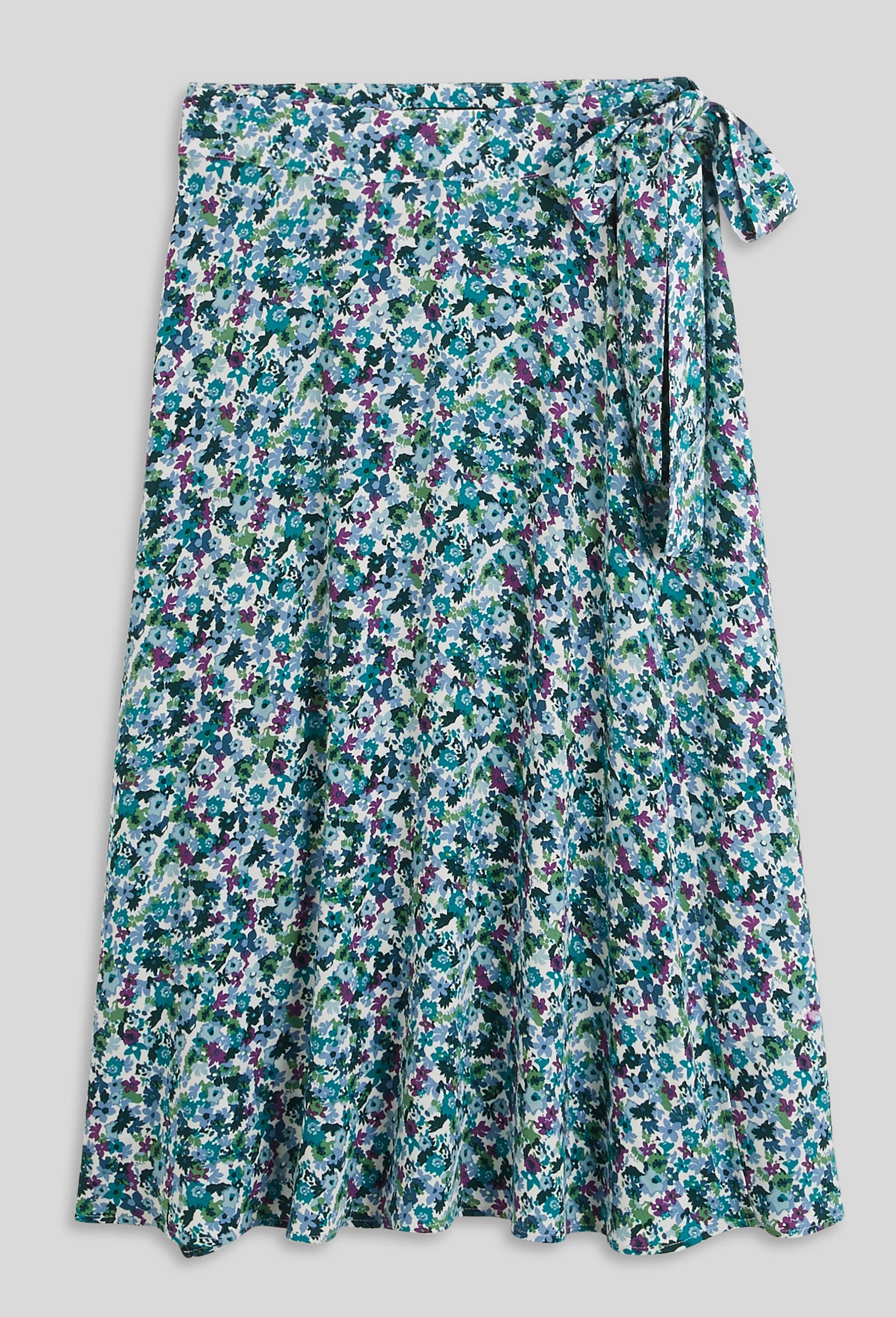 Jupe midi portefeuille imprimée, certifiée OEKO-TEX et EcoVero, Ecru, large image number 2.0
