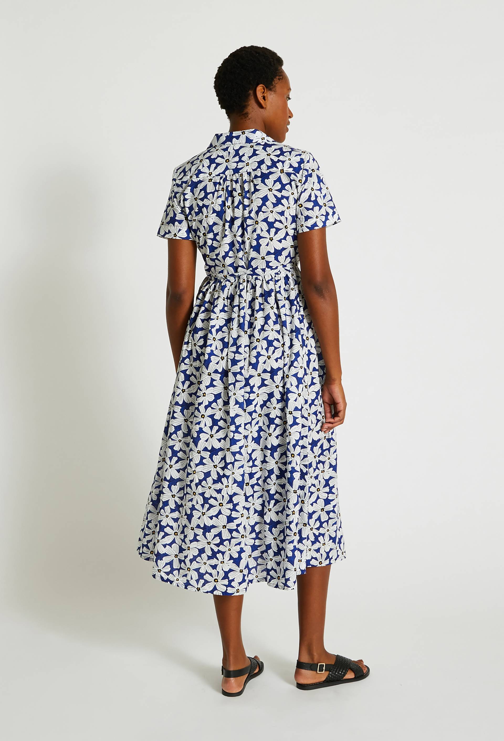 Robe portefeuille imprimée en coton, BLEU, large image number 1