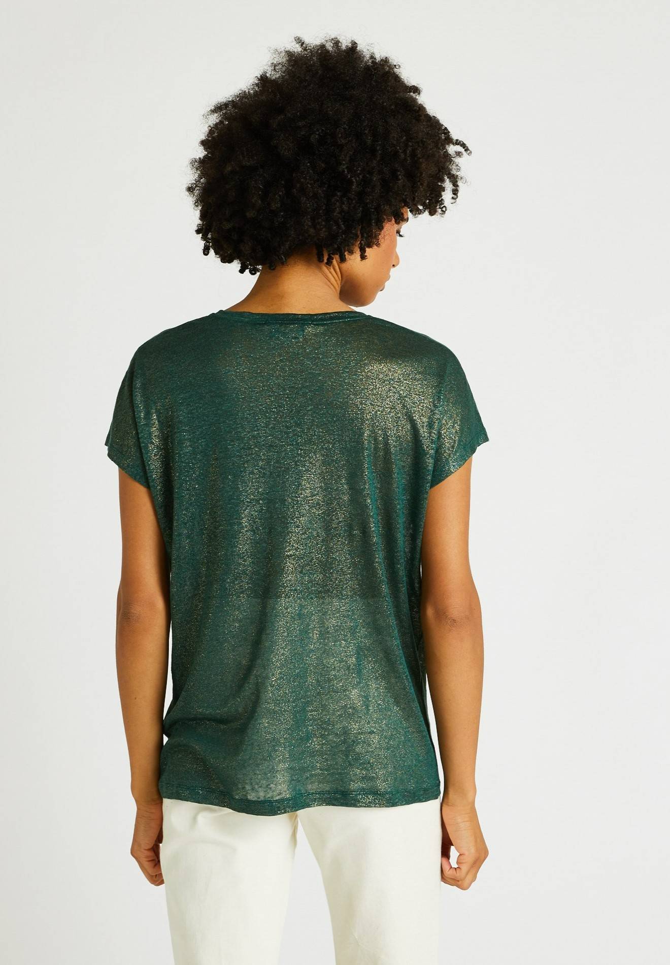 T-shirt en lin irisé, Vert foncé, large image number 4.0