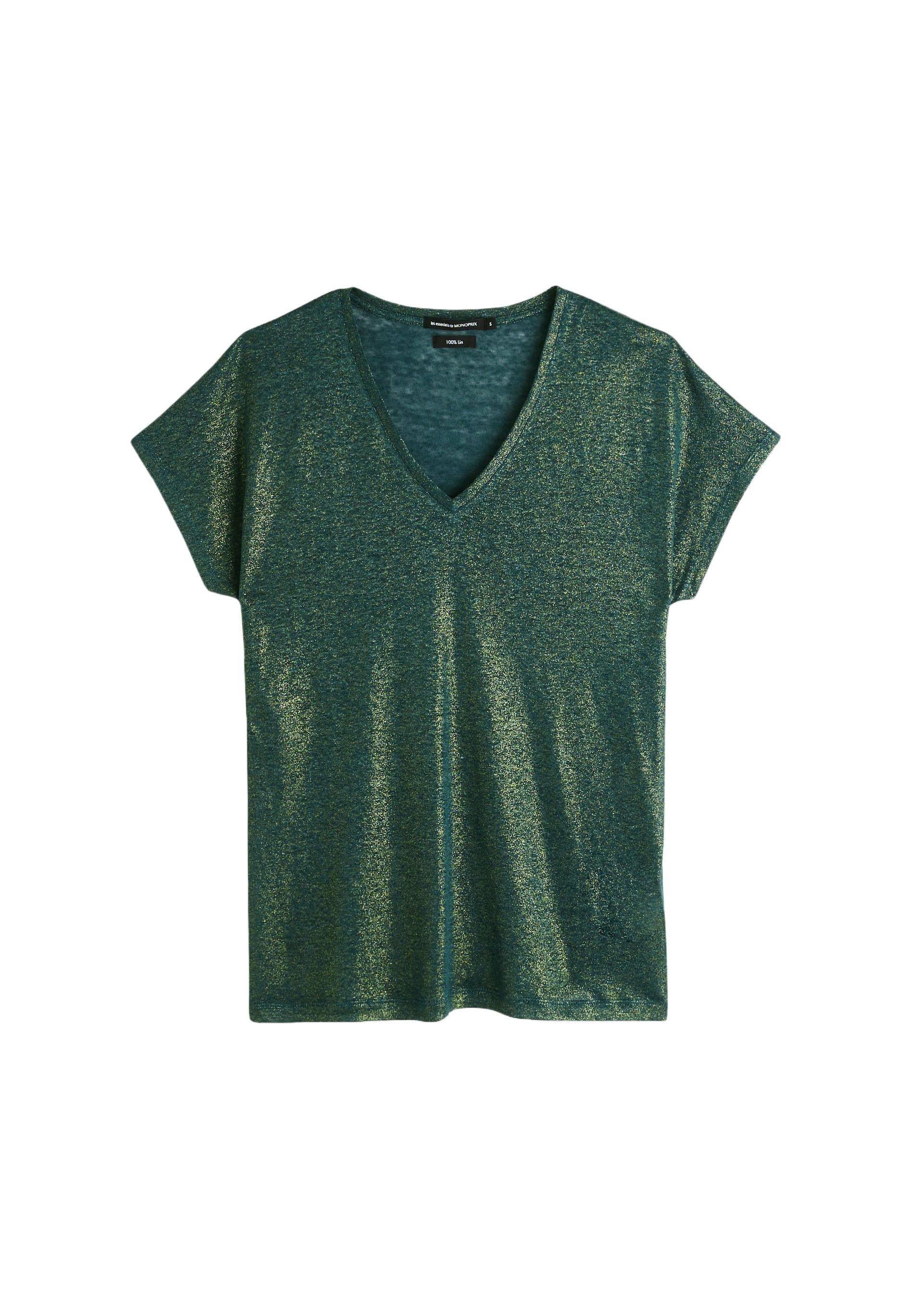 T-shirt en lin irisé, Vert foncé, large image number 5