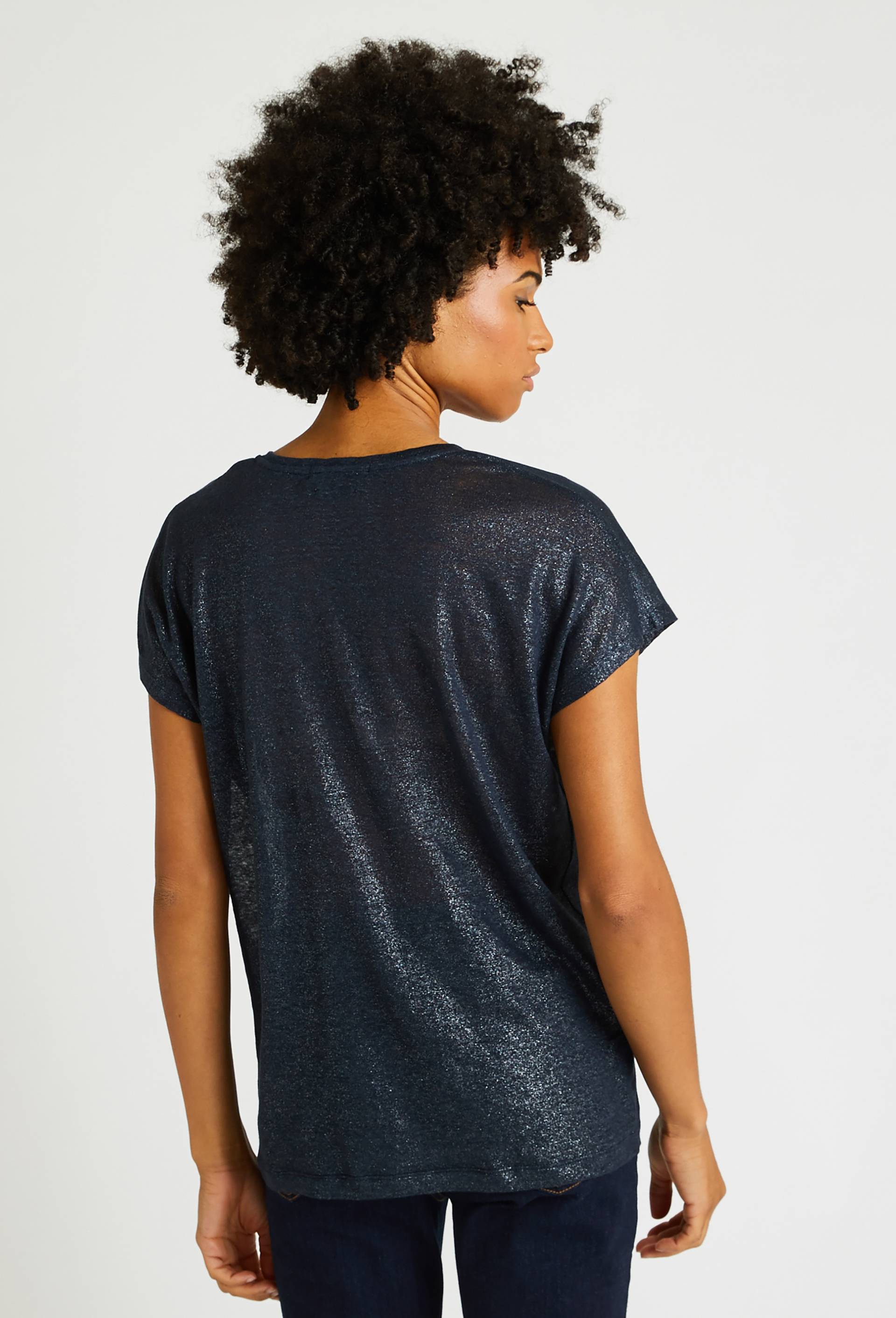 T-shirt en lin irisé, Bleu foncé, large image number 1