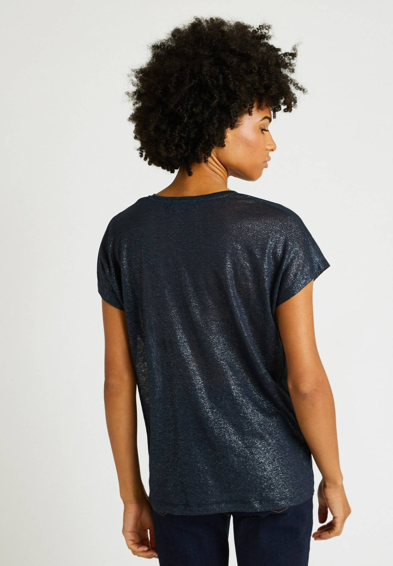 T-shirt en lin irisé, Bleu foncé, large image number 4.0