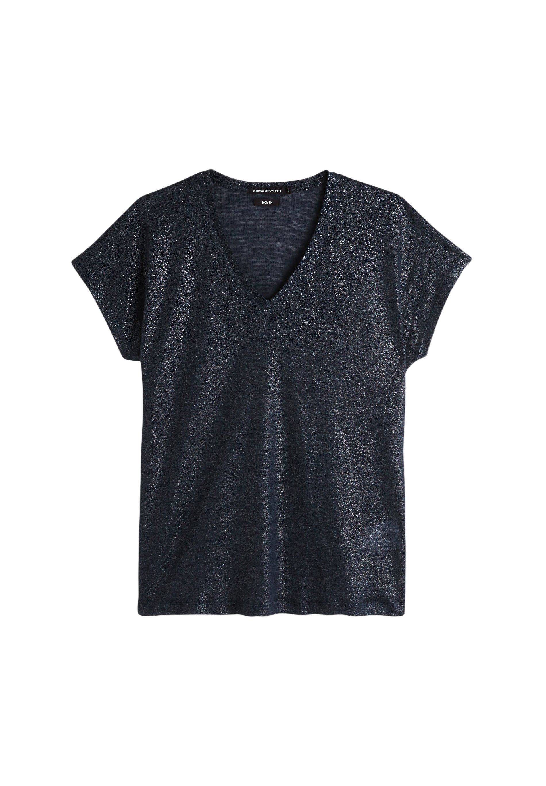 T-shirt en lin irisé, Bleu foncé, large image number 5
