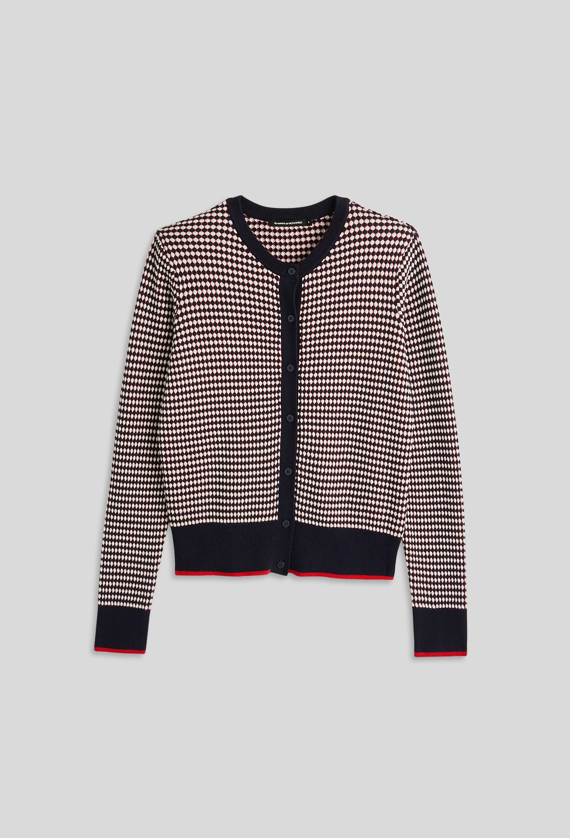 Cardigan boutonné en coton, certifié OEKO-TEX, Rouge, large image number 2.0