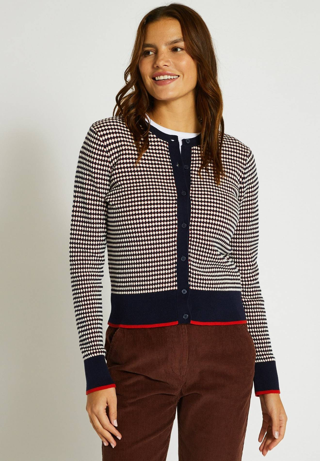Cardigan boutonné en coton, certifié OEKO-TEX, Rouge, large image number 3.0
