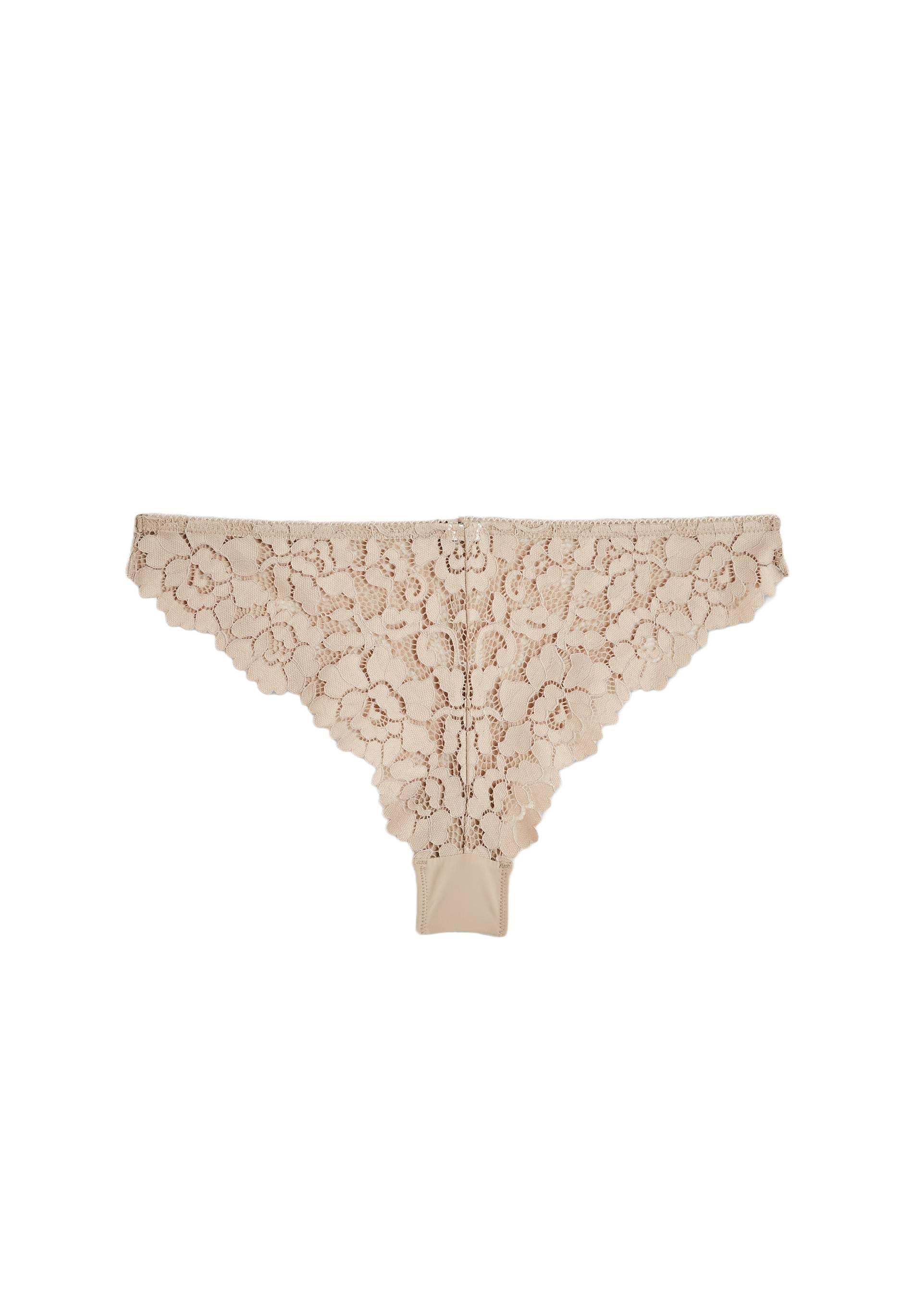 Tanga CAMILLE en dentelle, Beige, large image number 4