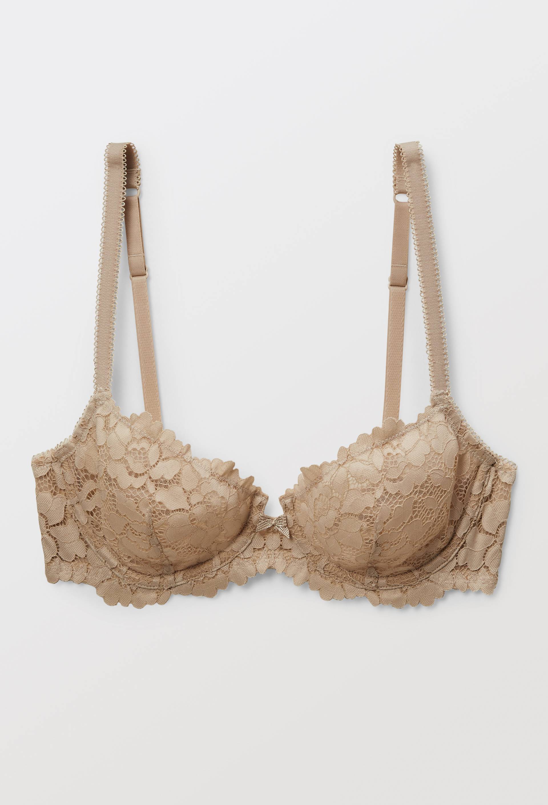 Soutien-gorge corbeille padd&eacute; CAMILLE en dentelle, Beige, large image number 3